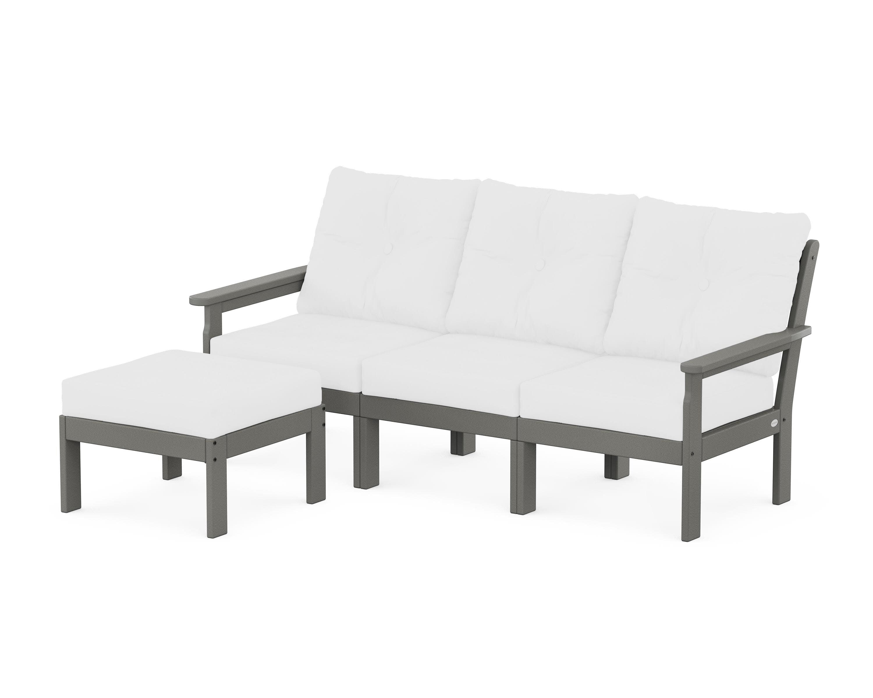 Vineyard 4-Piece Sectional with Ottoman in Slate Grey / Natural