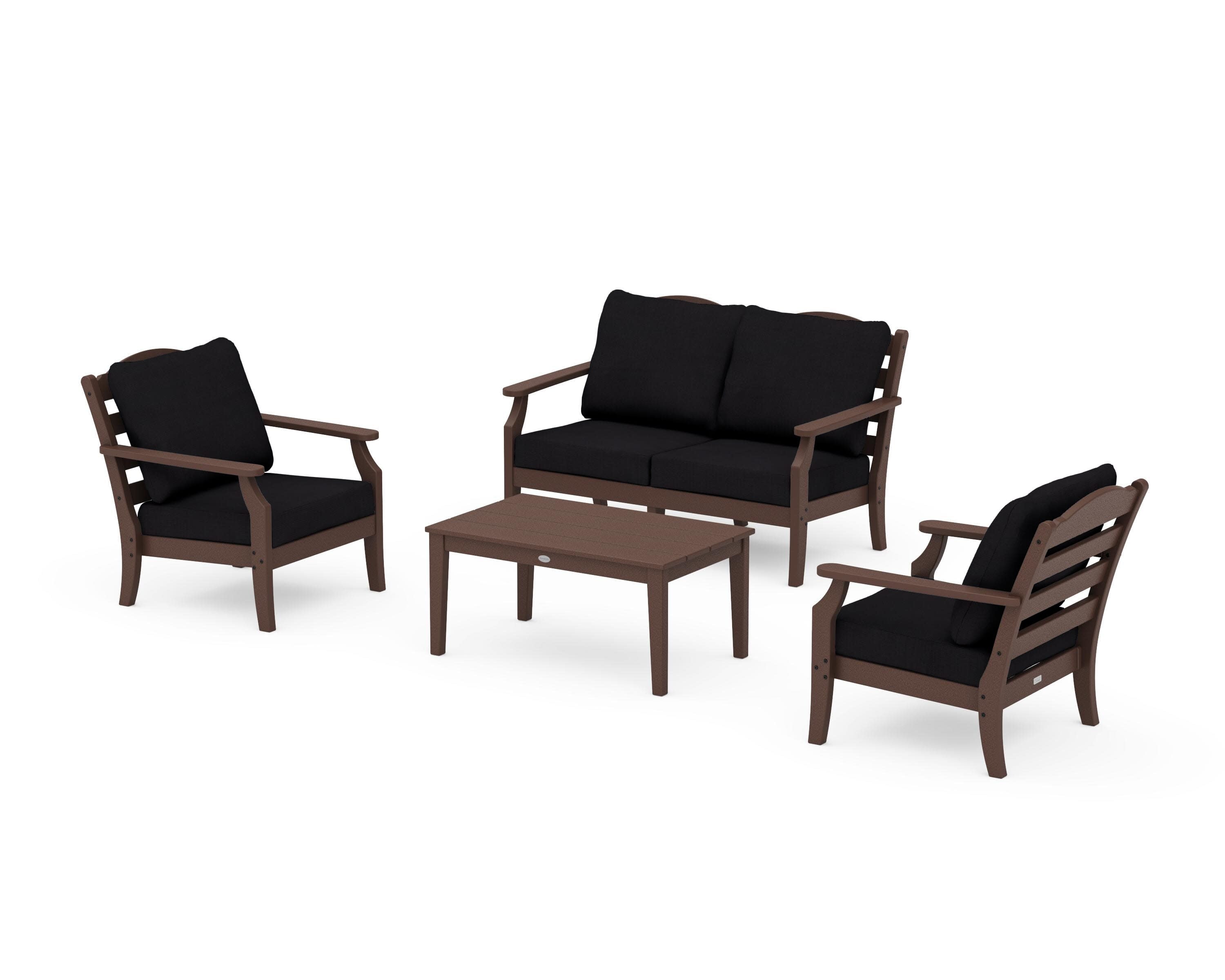 Savannah 4-Piece Deep Seating Set with Loveseat in Mahogany / Midnight Linen