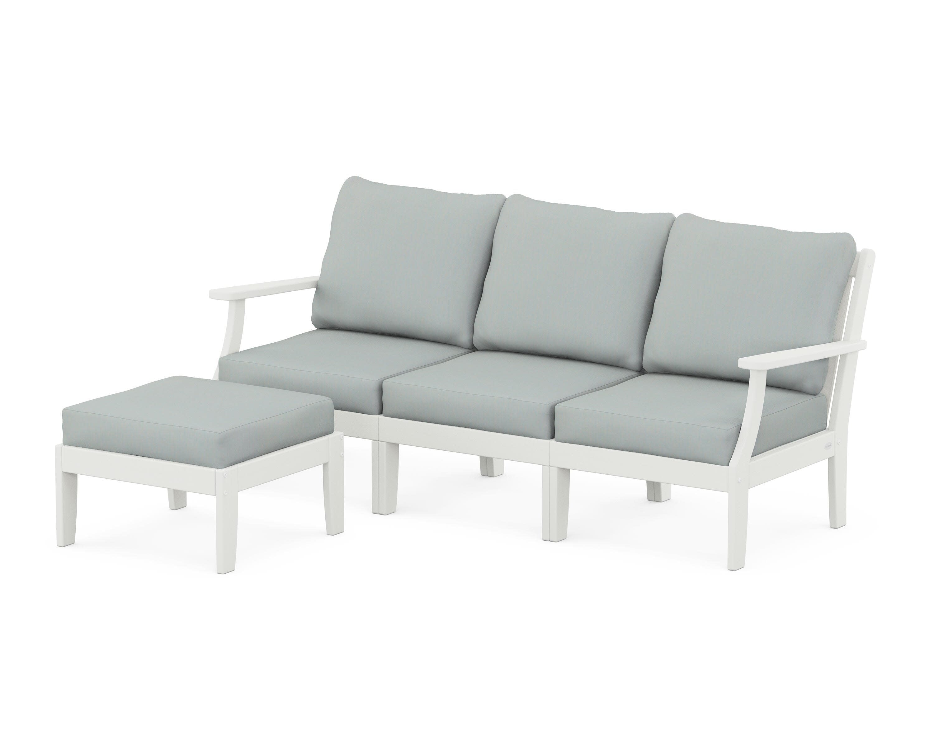 Braxton Modular 4-Piece Deep Seating Set with Ottoman in Vintage White / Spa