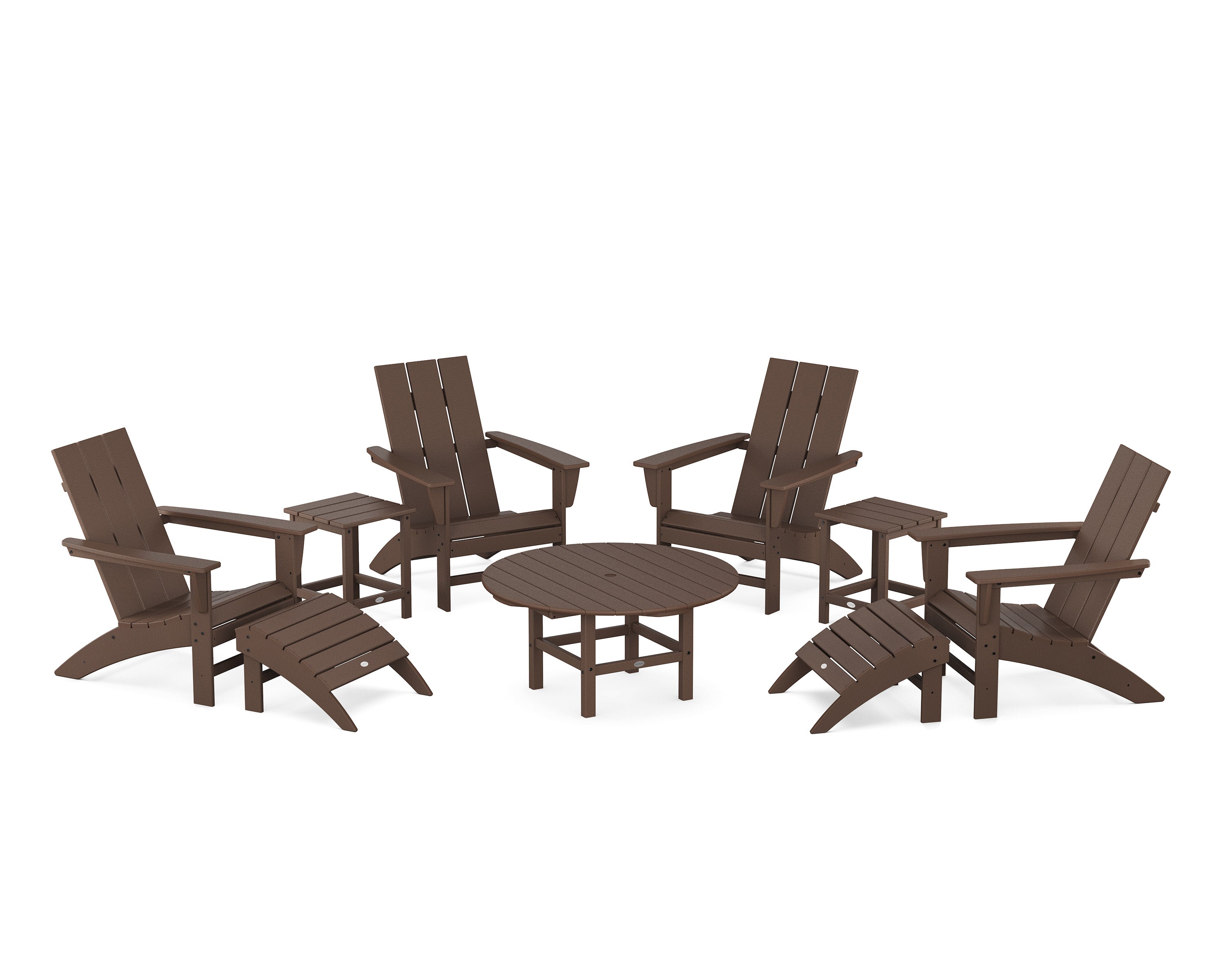 Modern Adirondack Chair 9-Piece Conversation Set in Mahogany
