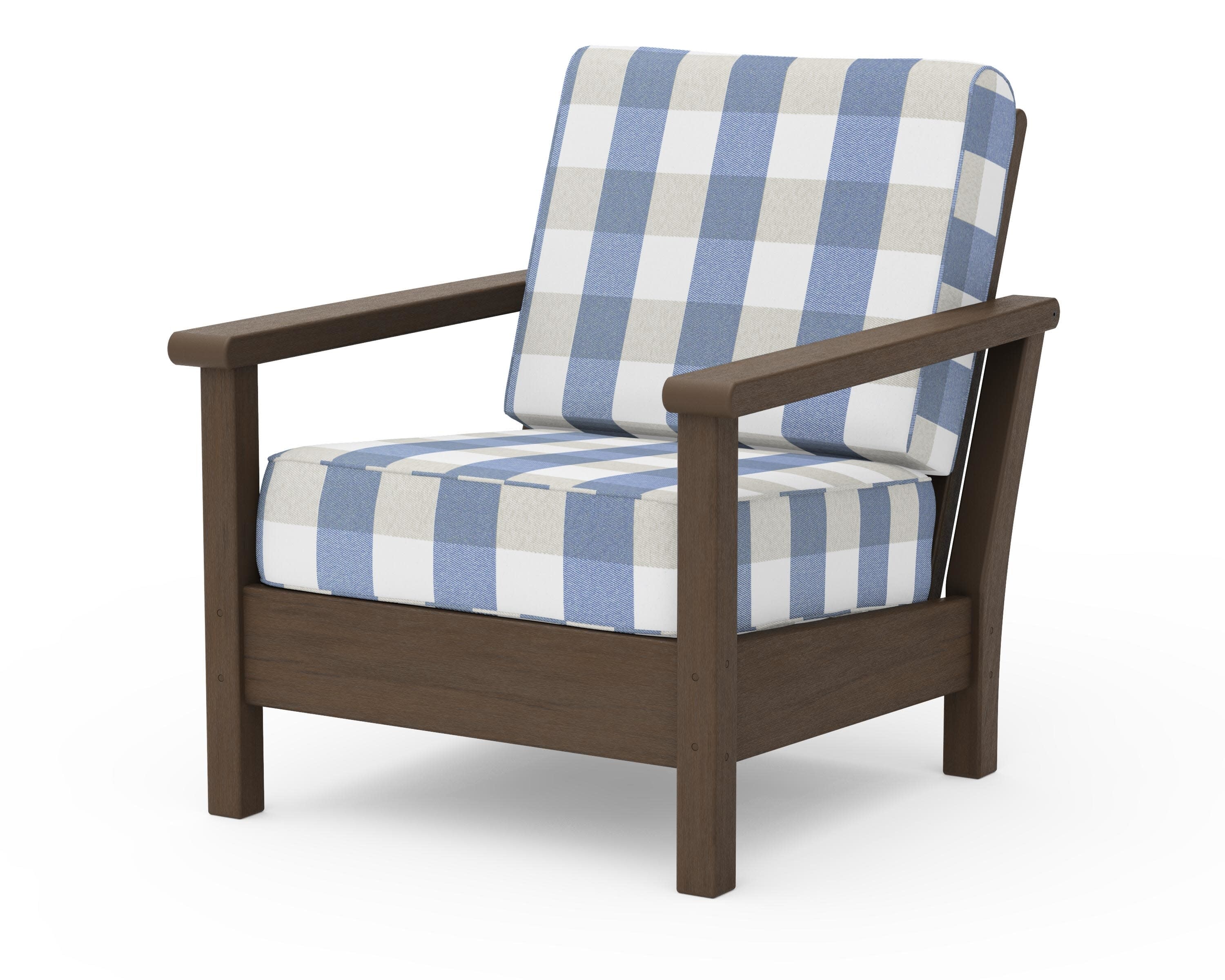 Harbour Deep Seating Chair in Kona / Buffalo Plaid Sky Blue