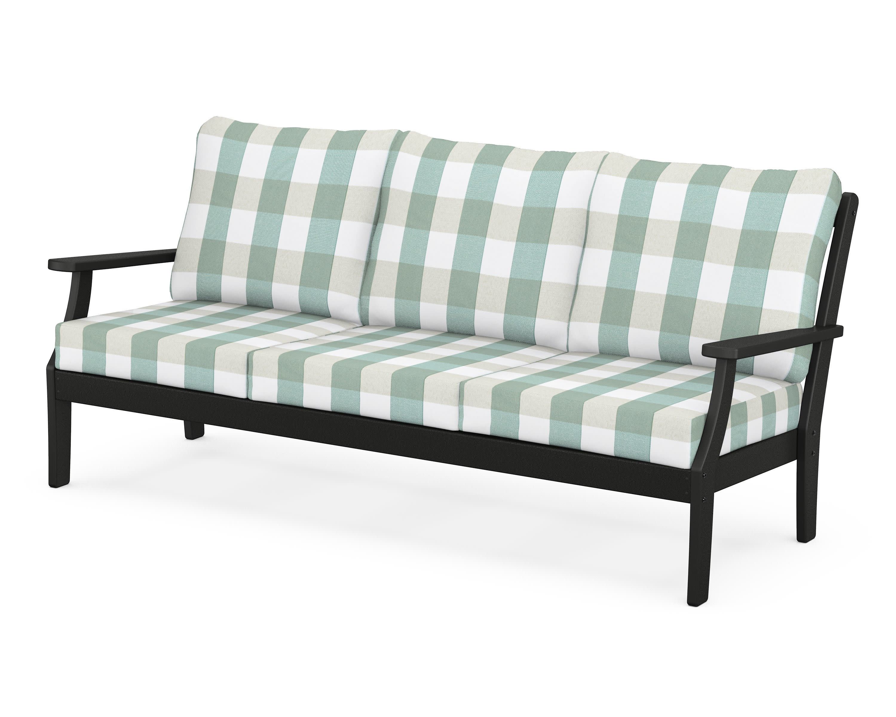 Braxton Deep Seating Sofa in Black / Buffalo Plaid Glacier Spa