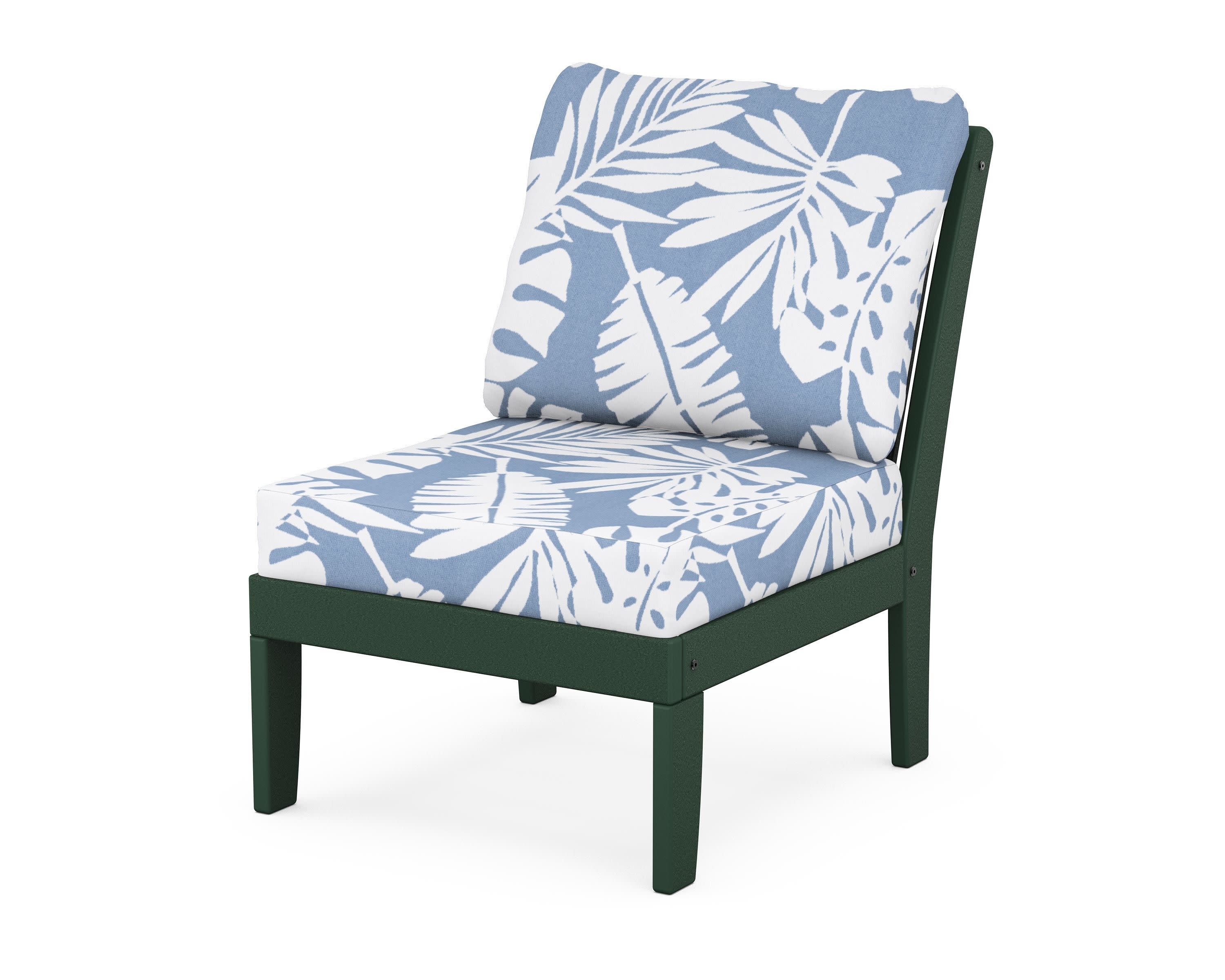 Braxton Modular Armless Chair in Green / Leaf Sky Blue