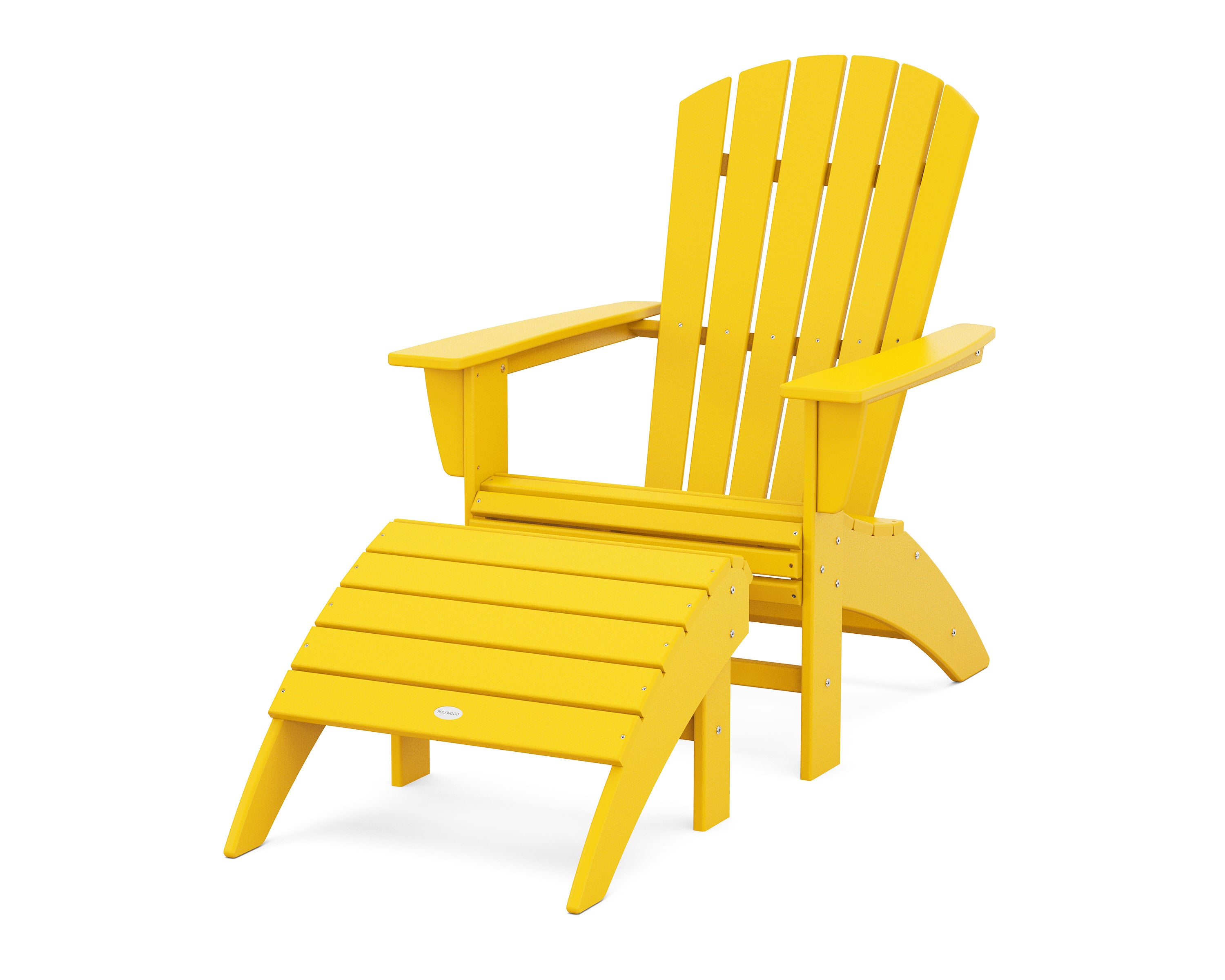 Nautical Curveback Adirondack Chair 2-Piece Set with Ottoman in Lemon