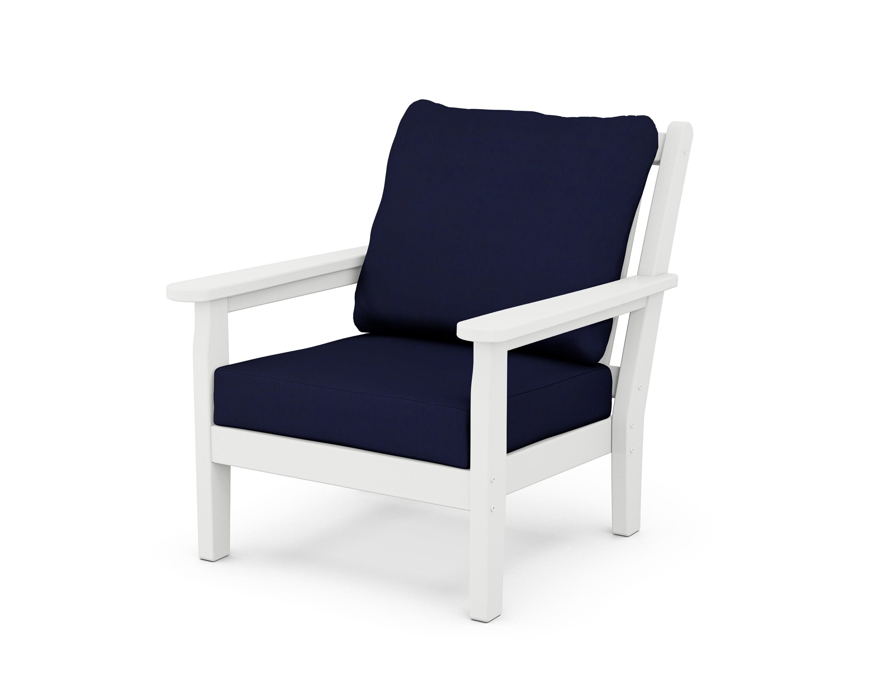 Chippendale Deep Seating Chair in White / Navy