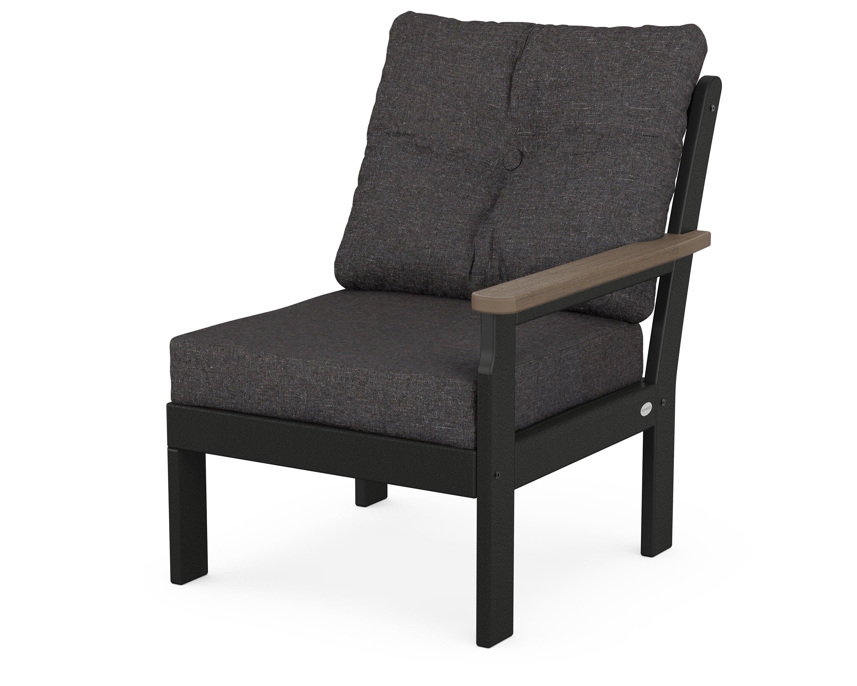 Vineyard Modular Right Arm Chair in Black / Kona / Ash Charcoal