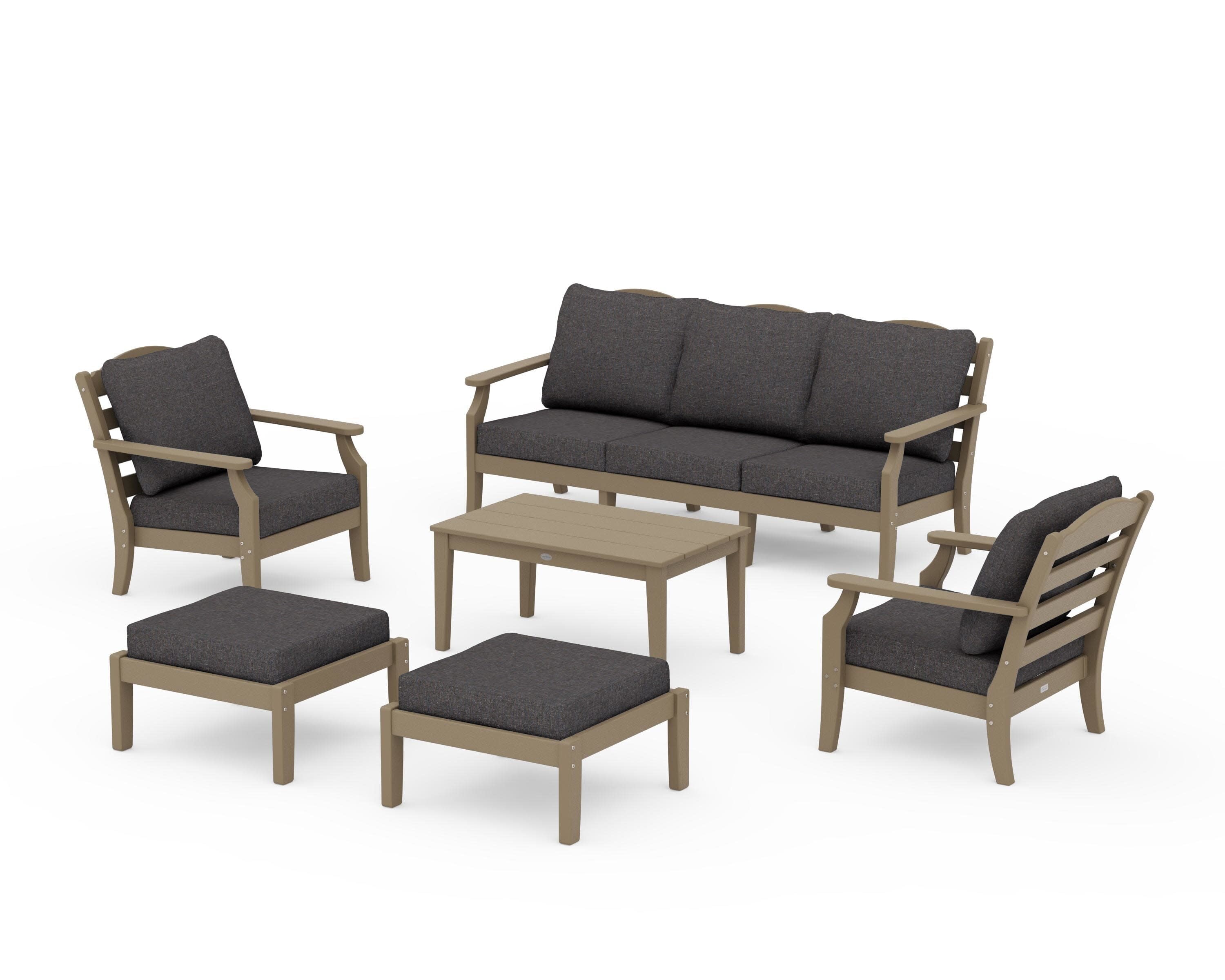 Savannah 6-Piece Lounge Sofa Set in Vintage Sahara / Ash Charcoal