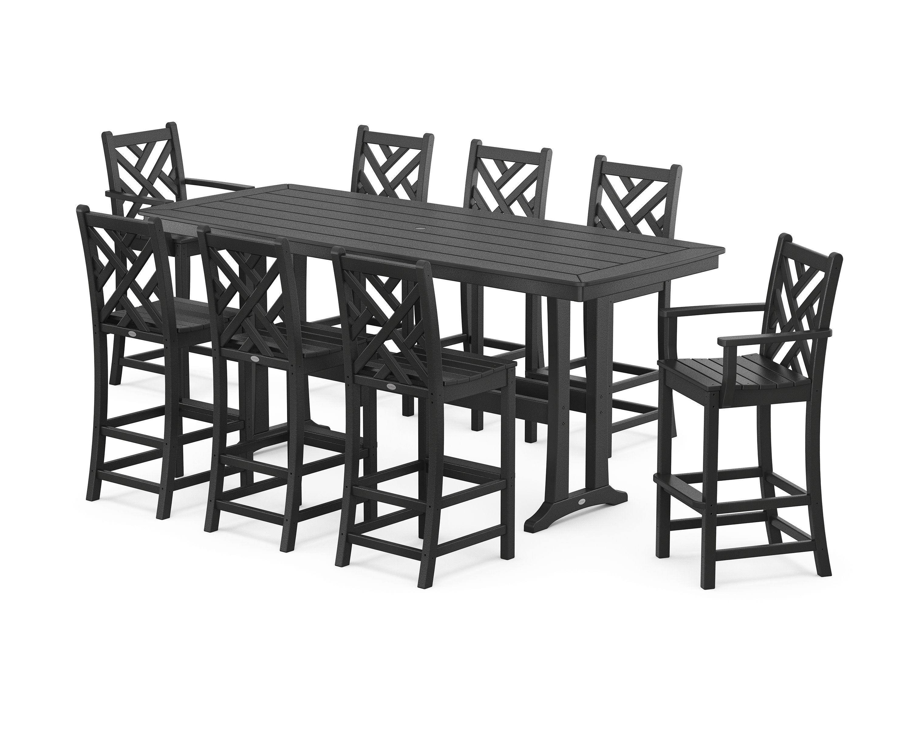 Chippendale 9-Piece Bar Set with Trestle Legs in Black