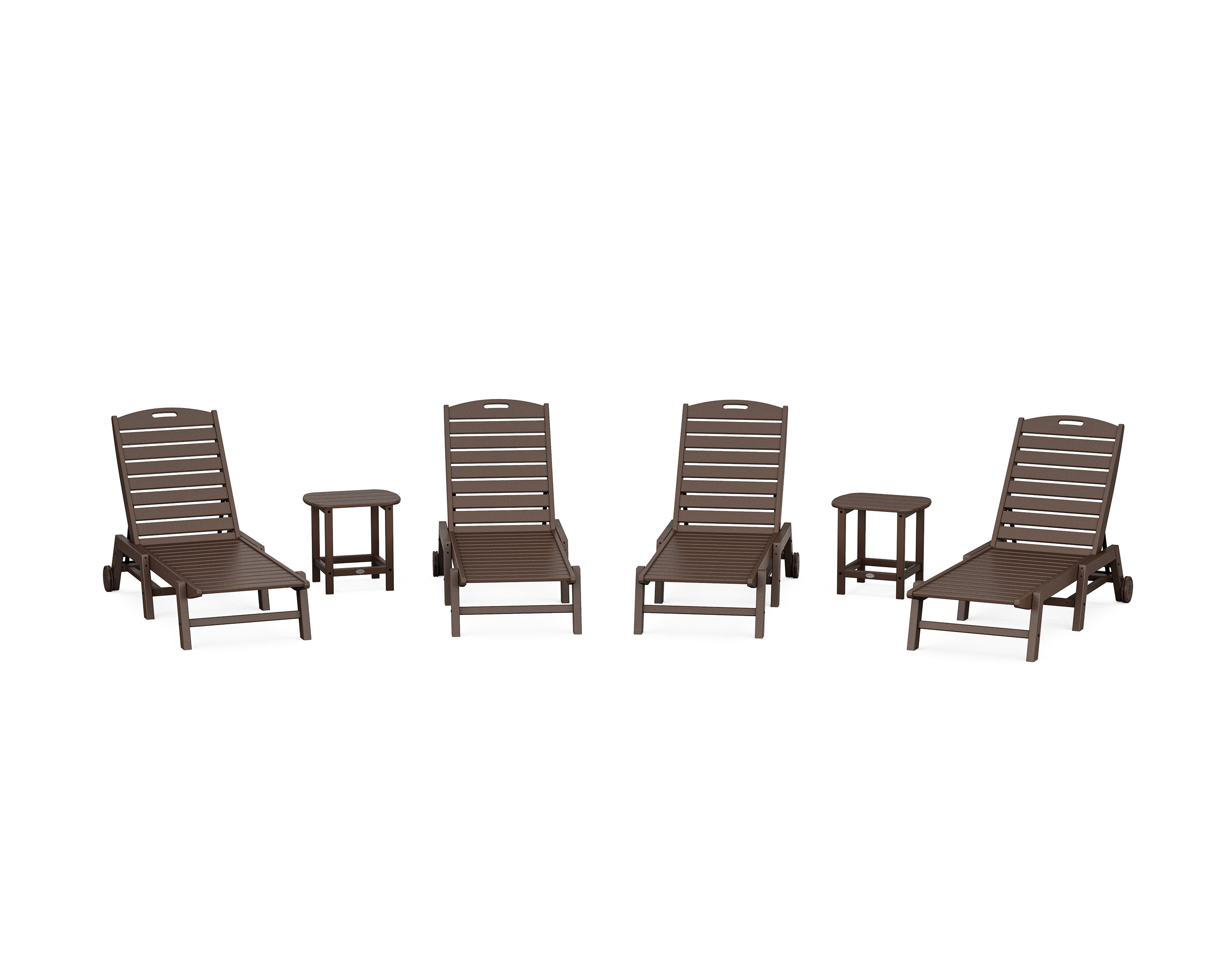 Nautical Chaise 6-Piece Set with Wheels in Mahogany