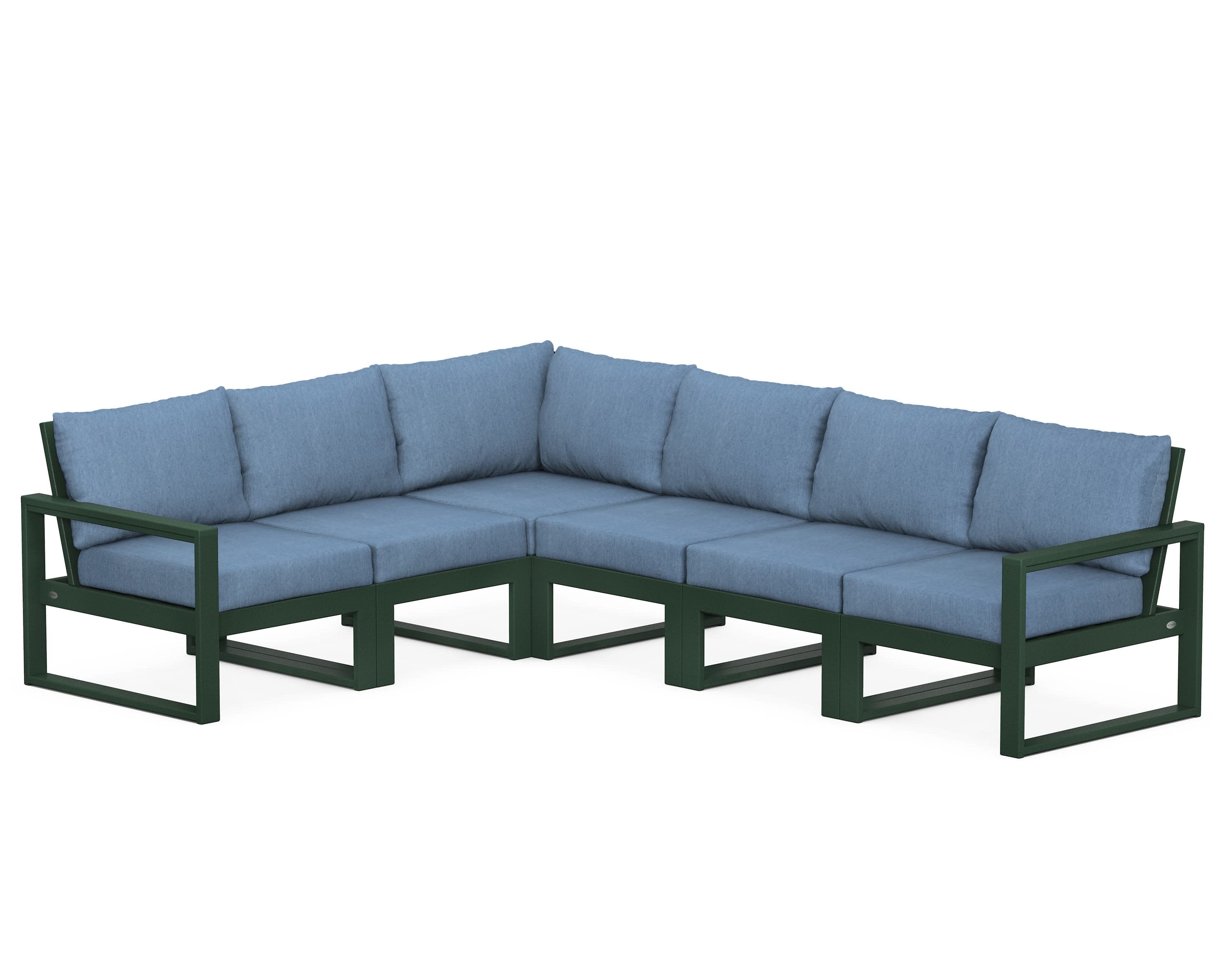 EDGE 6-Piece Modular Deep Seating Set in Green / Sky Blue