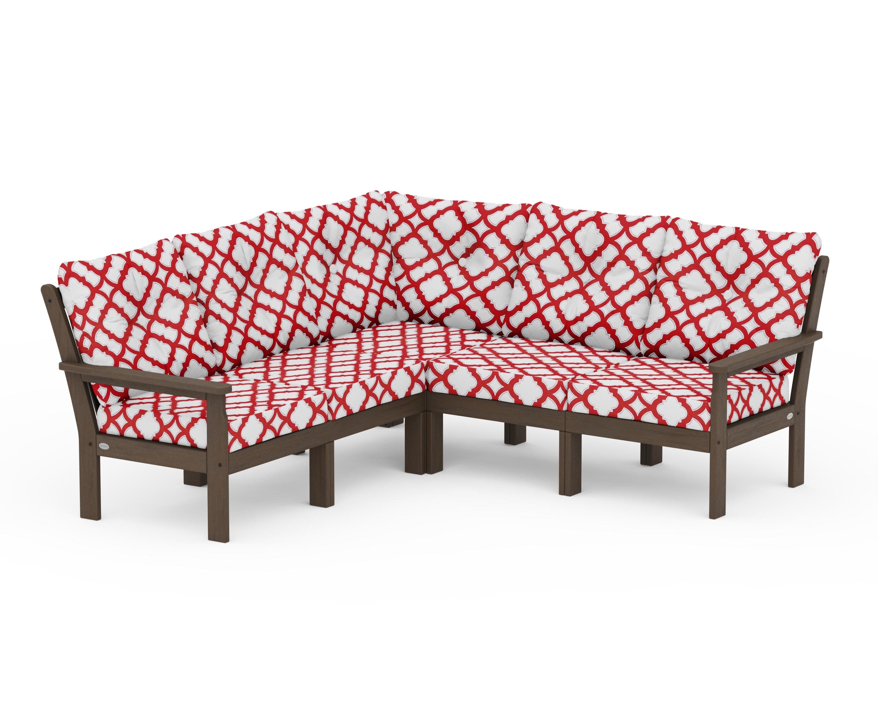 Vineyard 5-Piece Sectional in Kona / Trellis Crimson