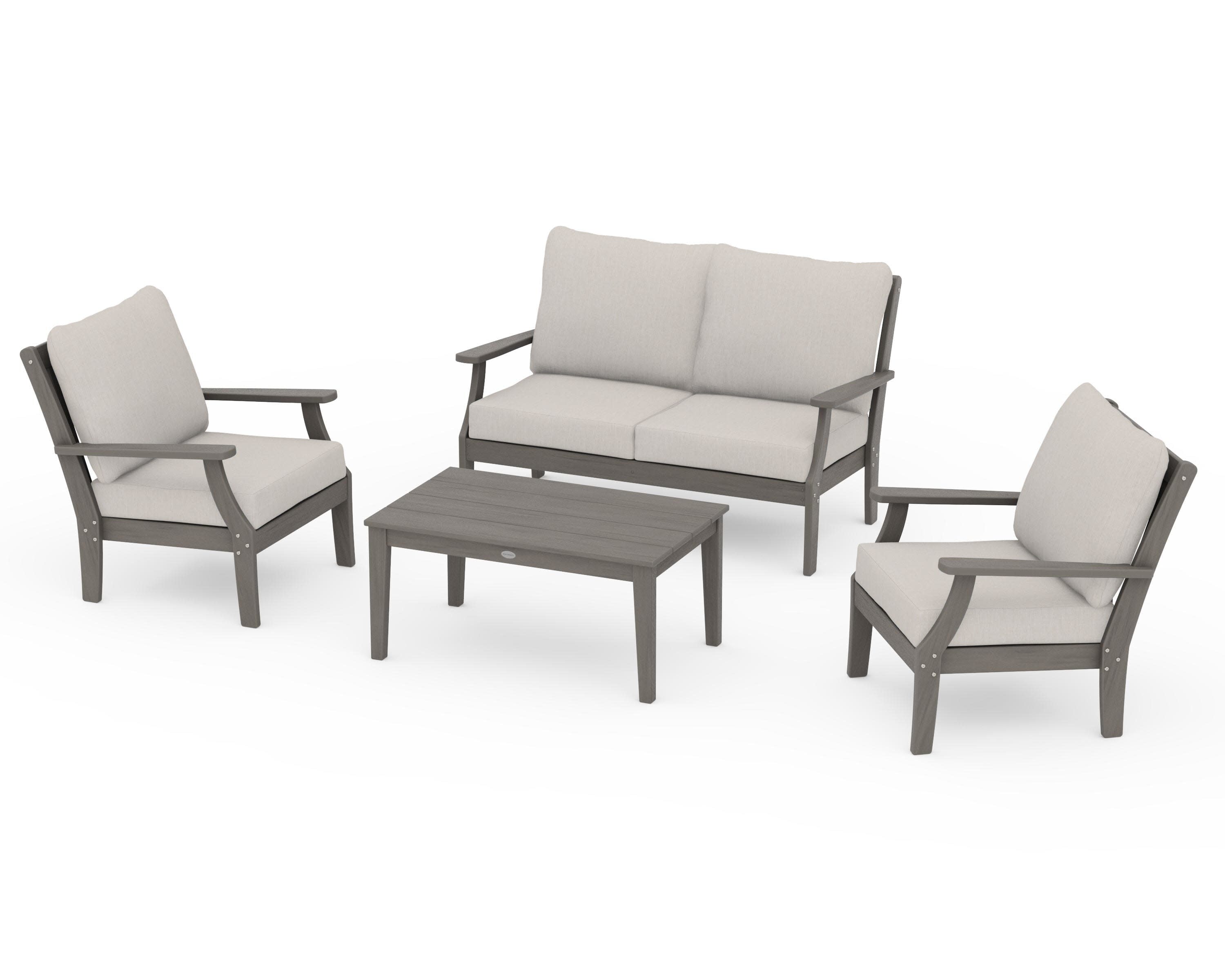 Braxton 4-Piece Deep Seating Chair Set in Driftwood / Cast Ash