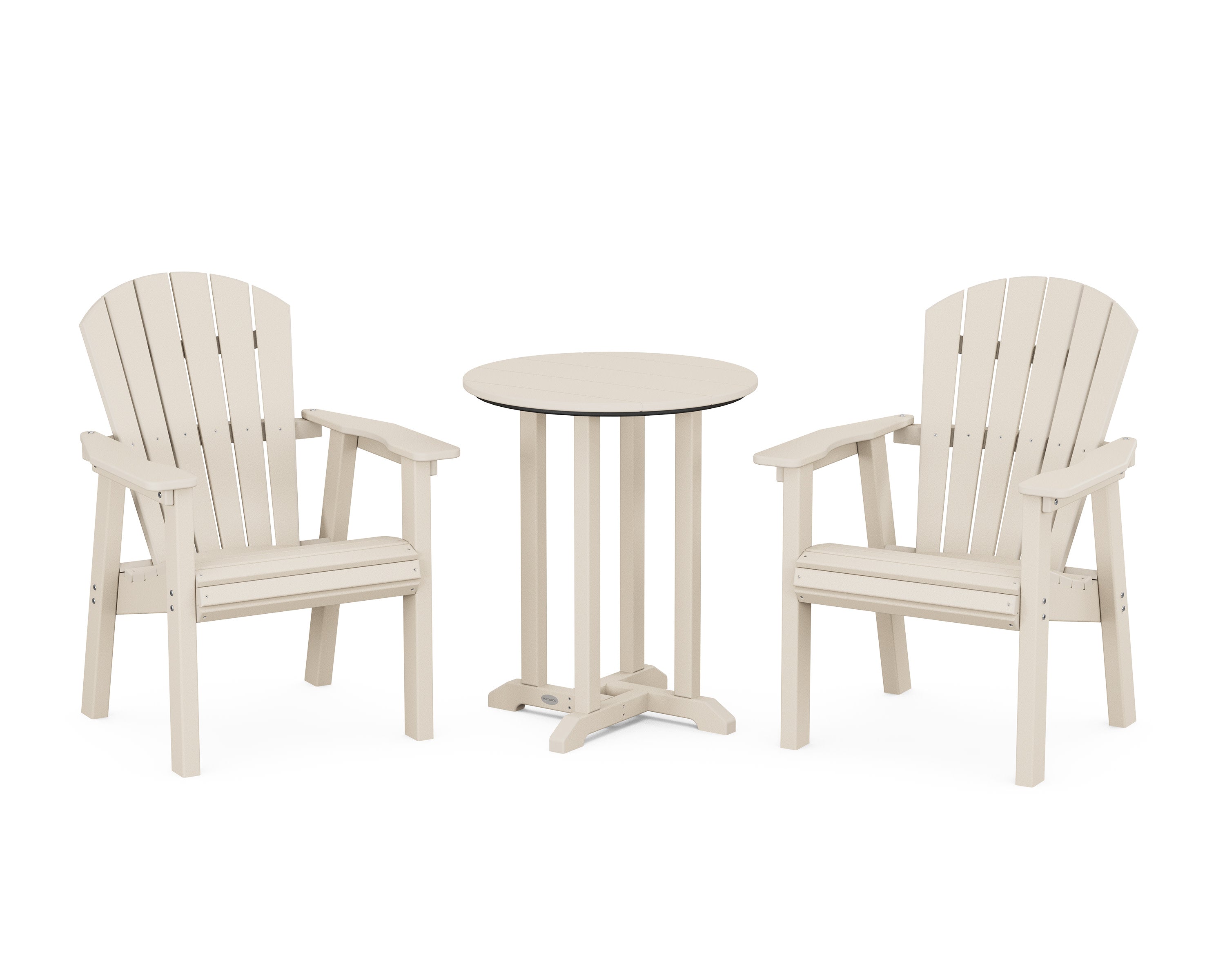 Seashell 3-Piece Round Farmhouse Bistro Dining Set in Sand