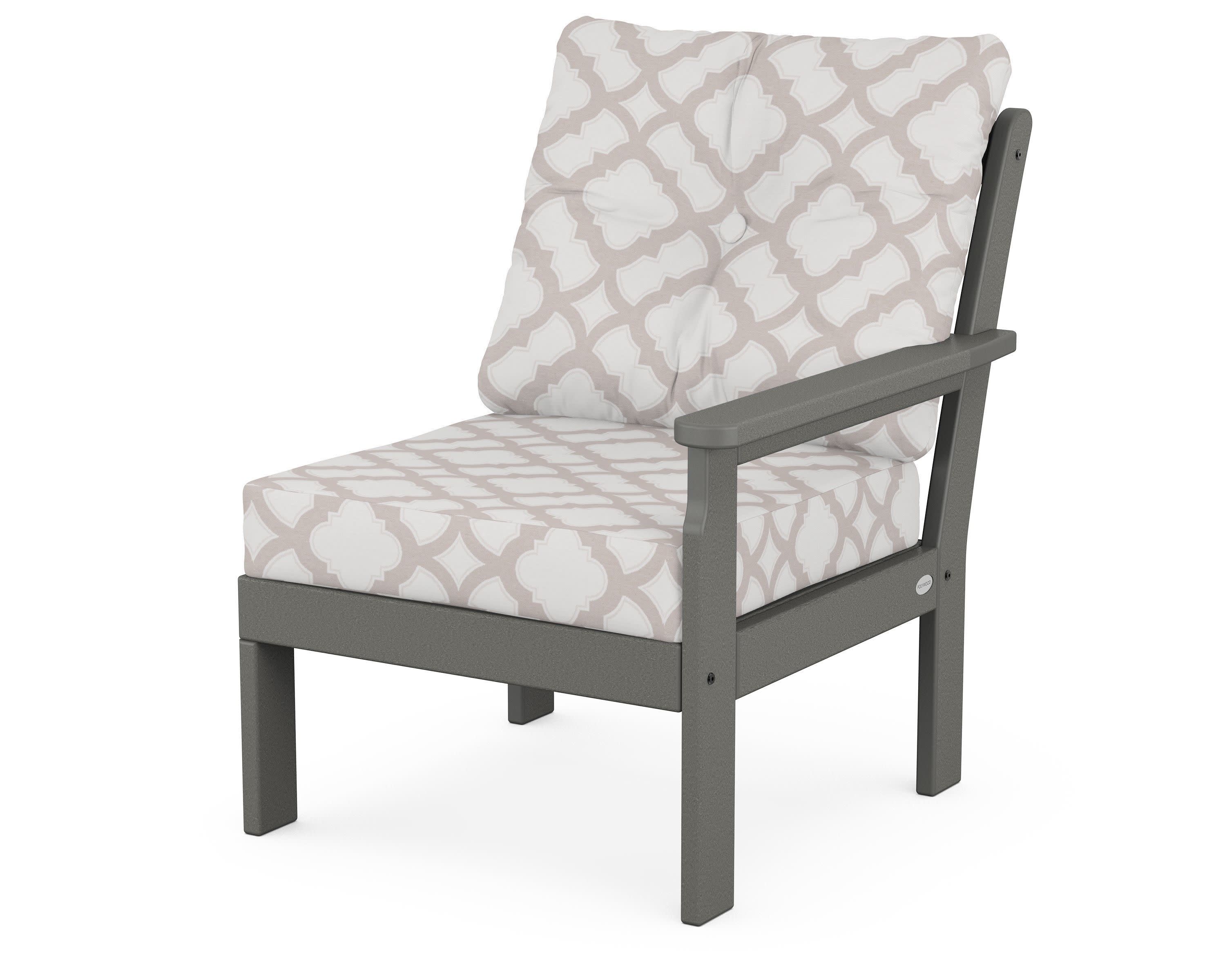 Vineyard Modular Right Arm Chair in Slate Grey / Trellis Dune Burlap