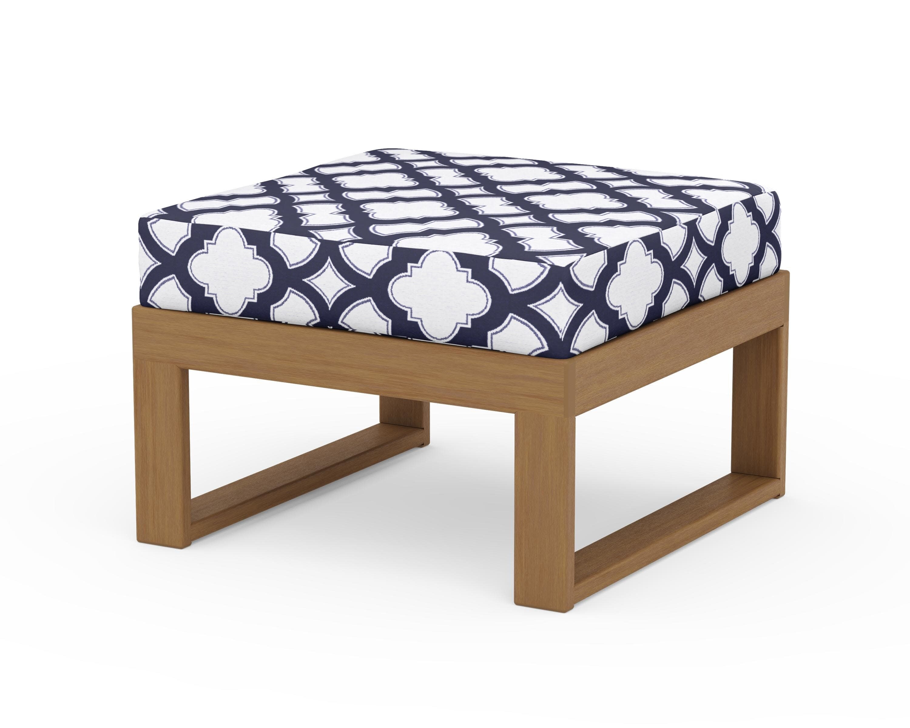 Modular Ottoman - Modern in Natural / Trellis Navy