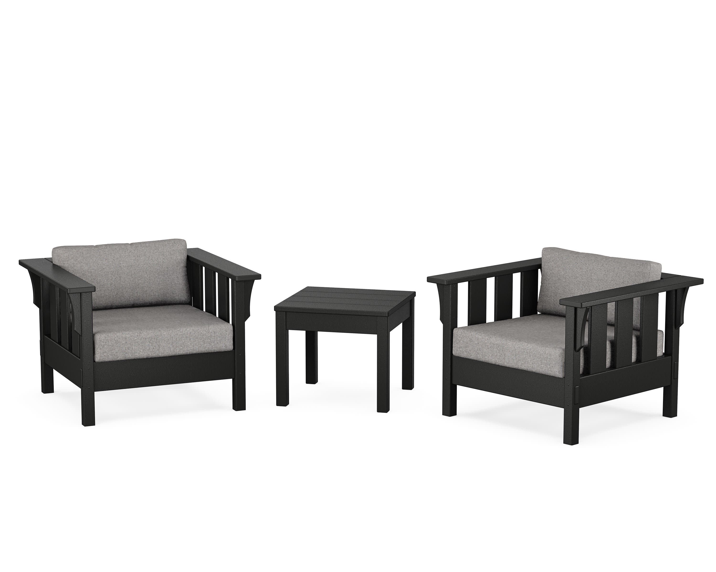 Acadia 3-Piece Deep Seating Set in Black / Grey Mist