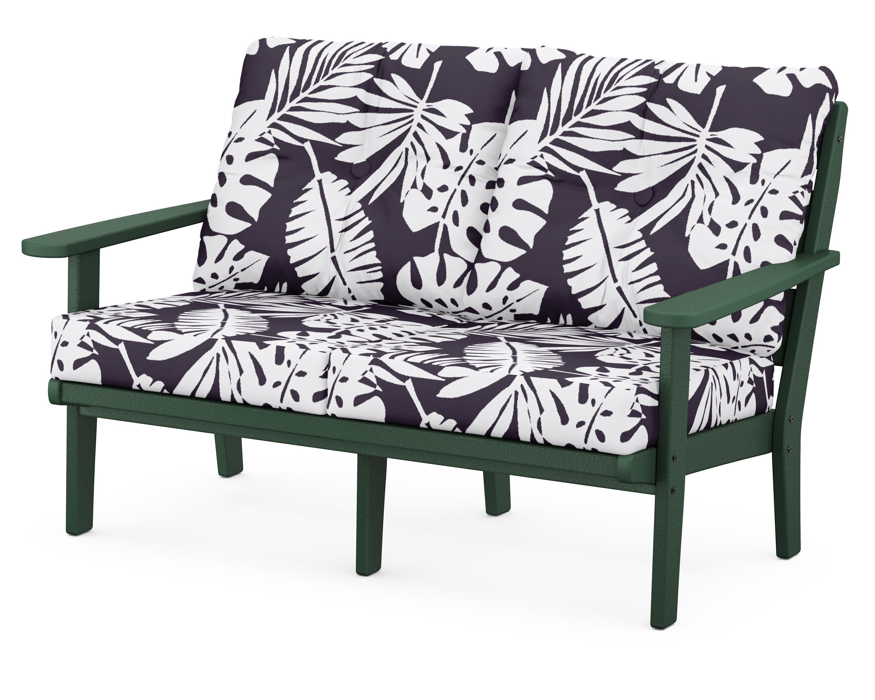 Lakeside Deep Seating Loveseat in Green / Leaf Navy