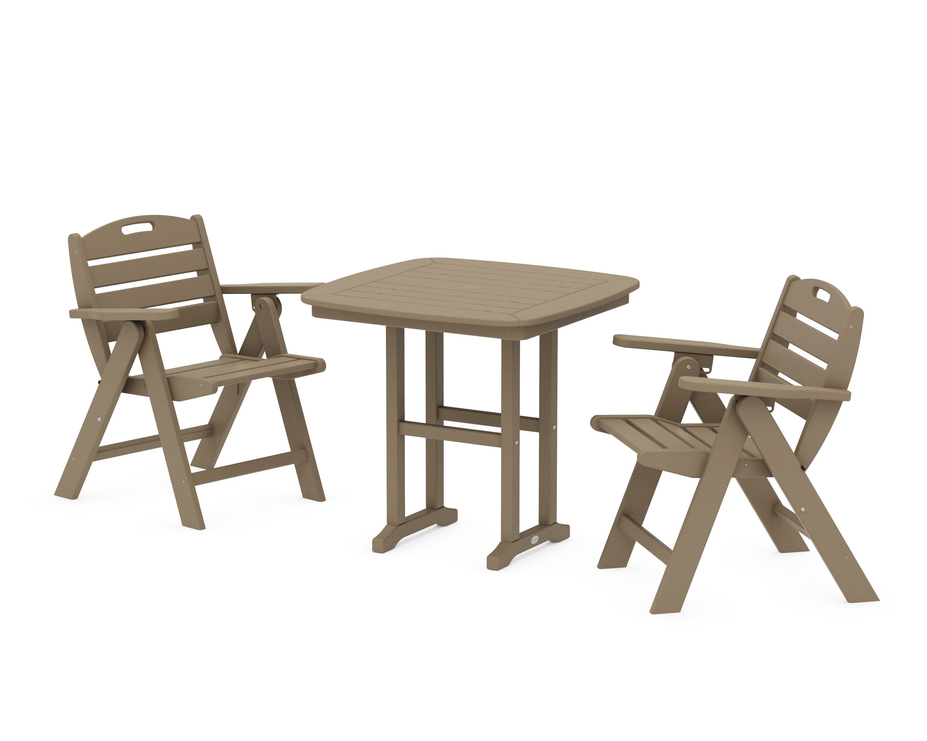 Nautical Folding Lowback Chair 3-Piece Dining Set in Vintage Sahara