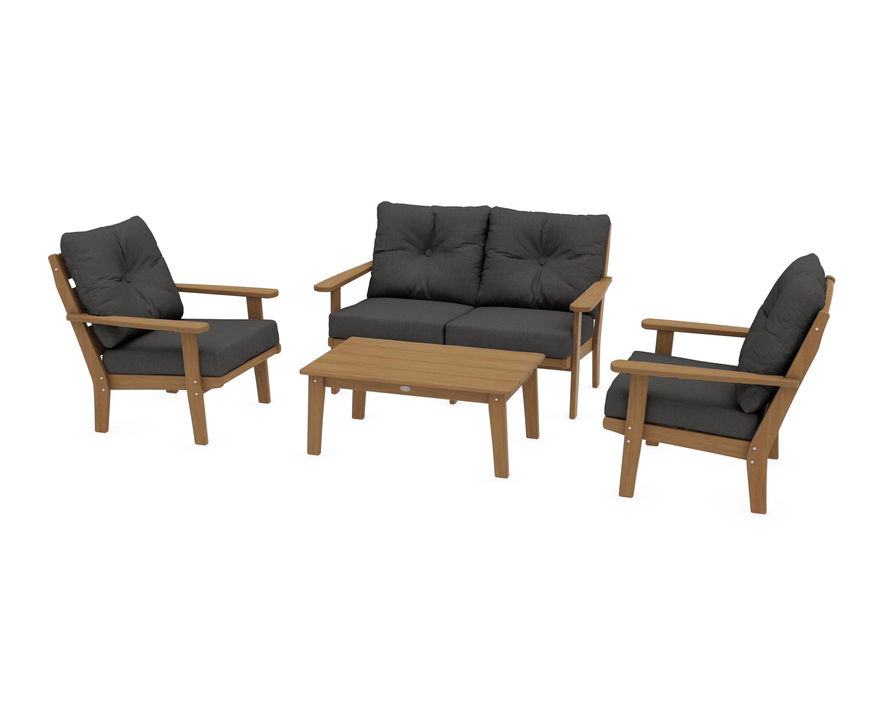 Lakeside 4-Piece Deep Seating Set in Natural / Spectrum Carbon