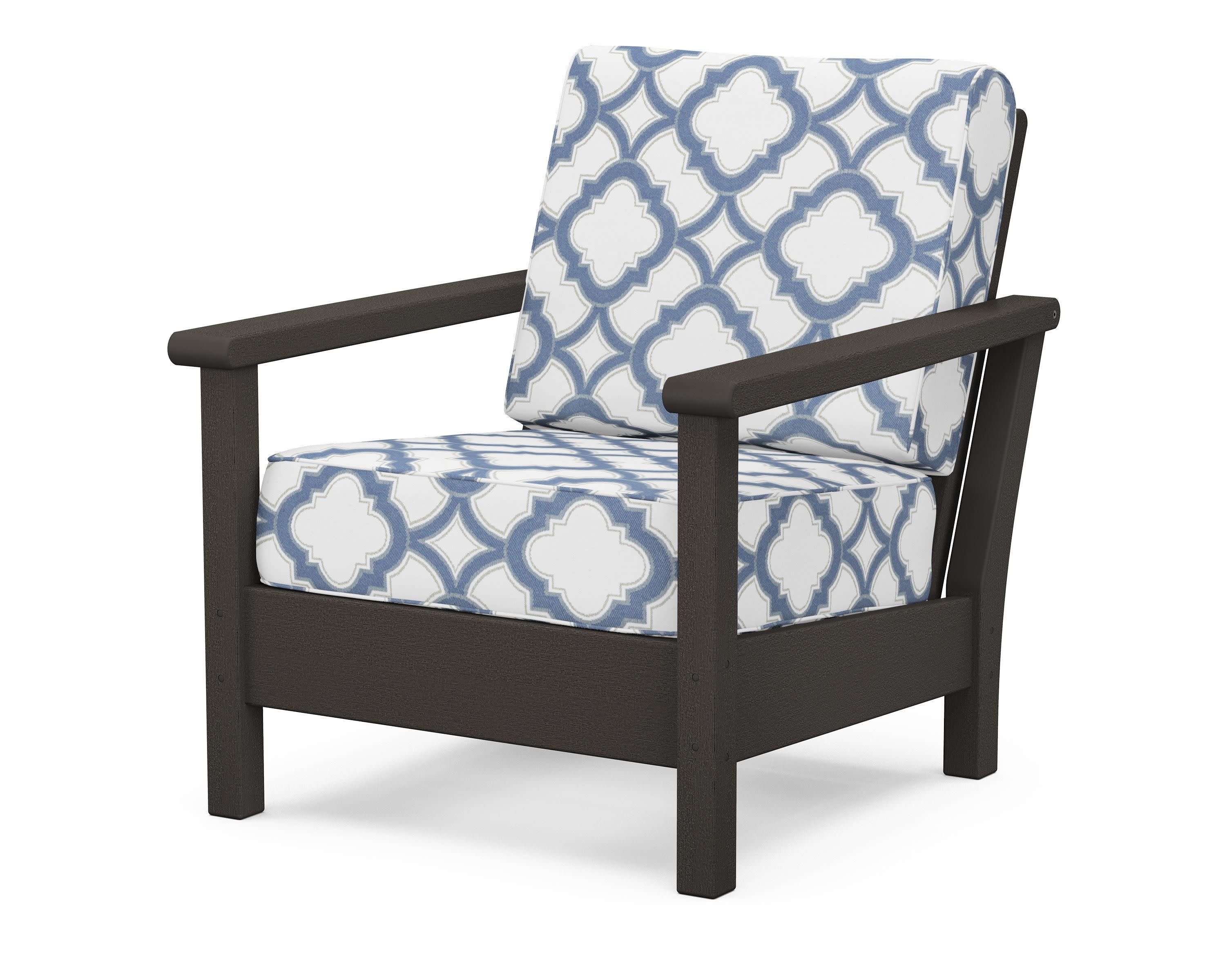 Harbour Deep Seating Chair in Vintage Coffee / Trellis Sky Blue