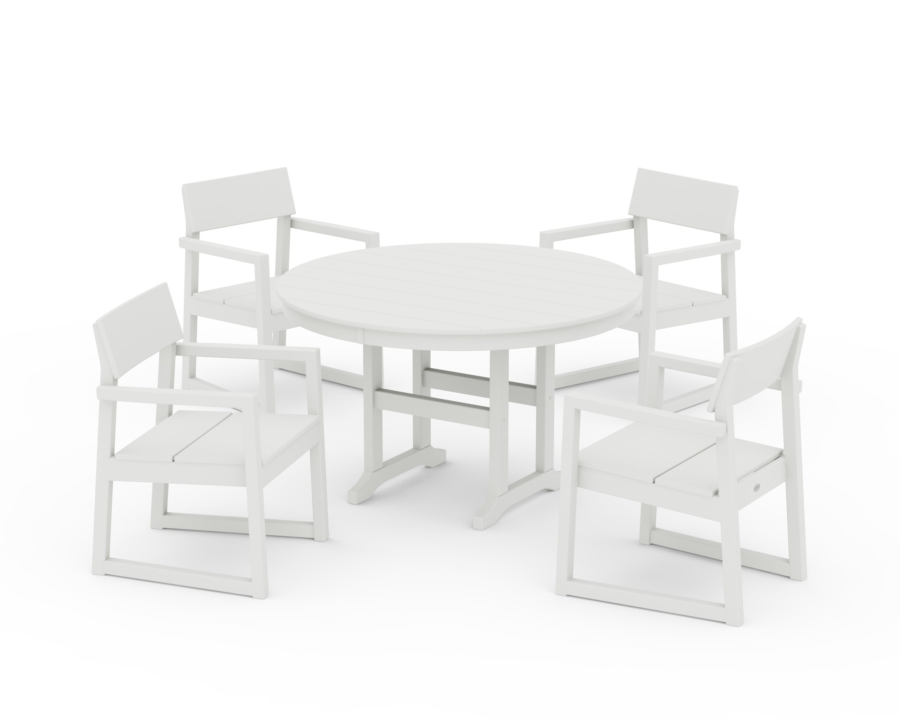 EDGE 5-Piece Round Farmhouse Dining Set in Vintage White