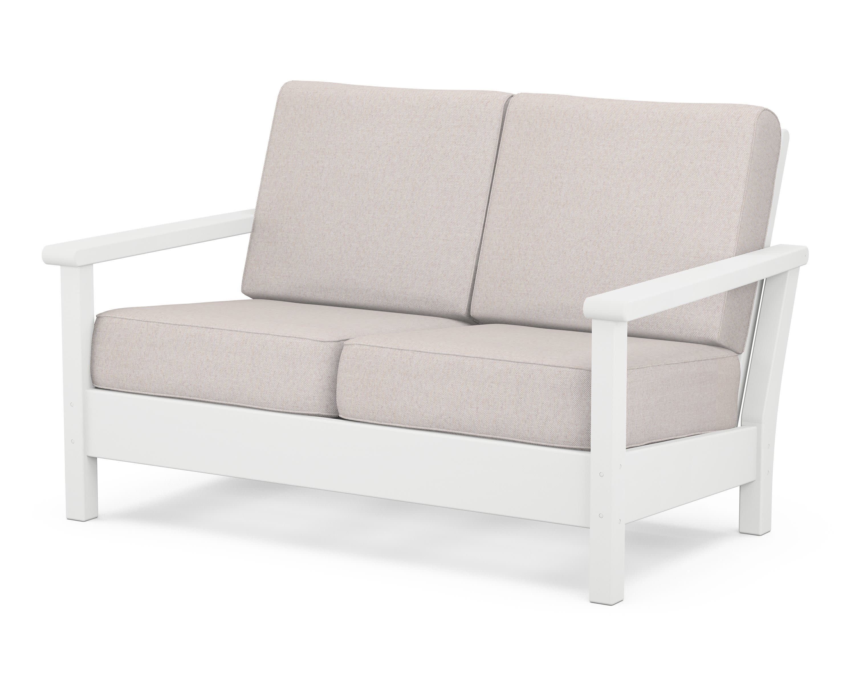 Harbour Deep Seating Loveseat in White / Dune Burlap
