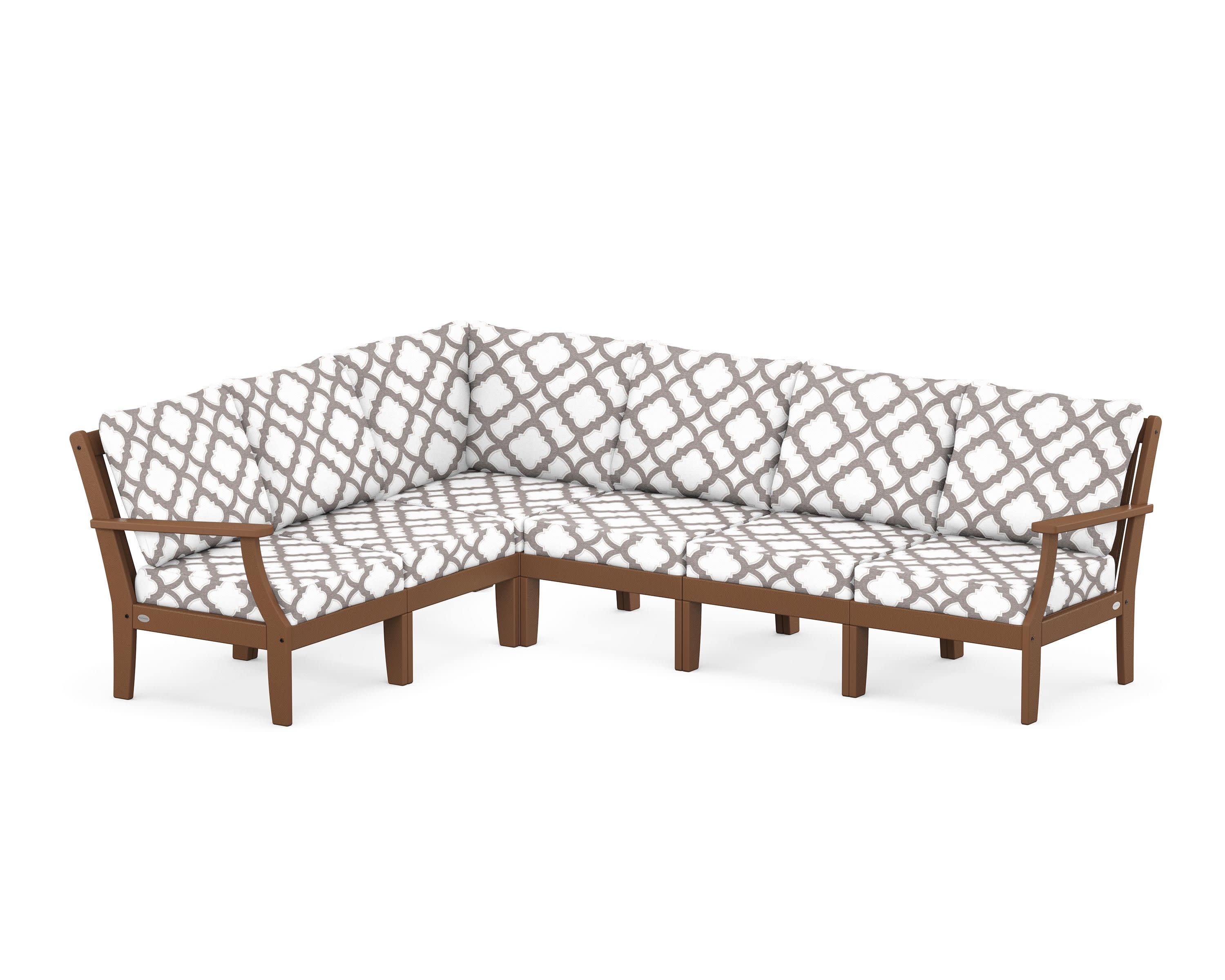 Braxton Modular 6-Piece Deep Seating Set in Teak / Trellis Grey Mist