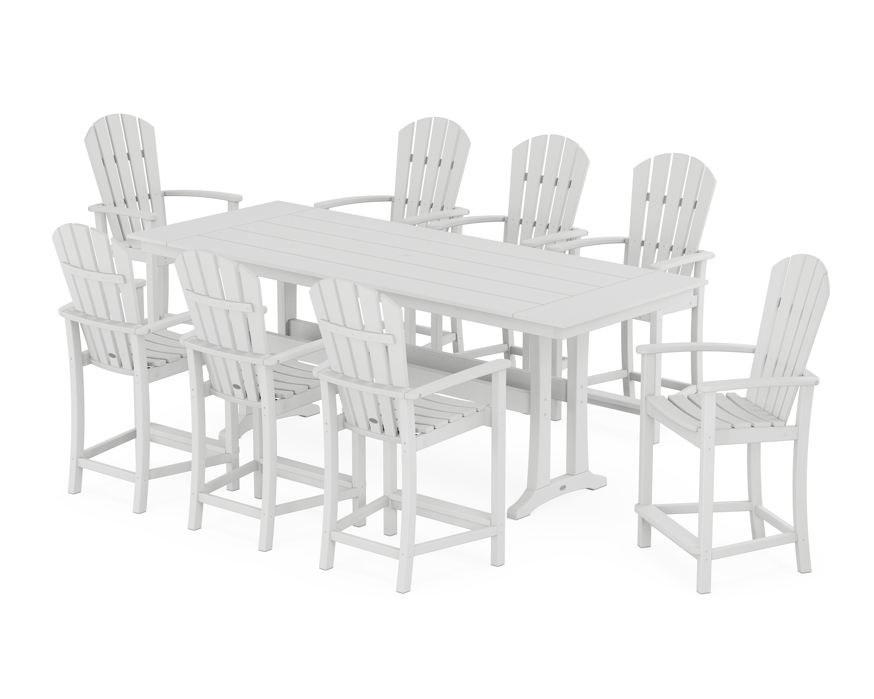 Palm Coast 9-Piece Farmhouse Counter Set with Trestle Legs in White