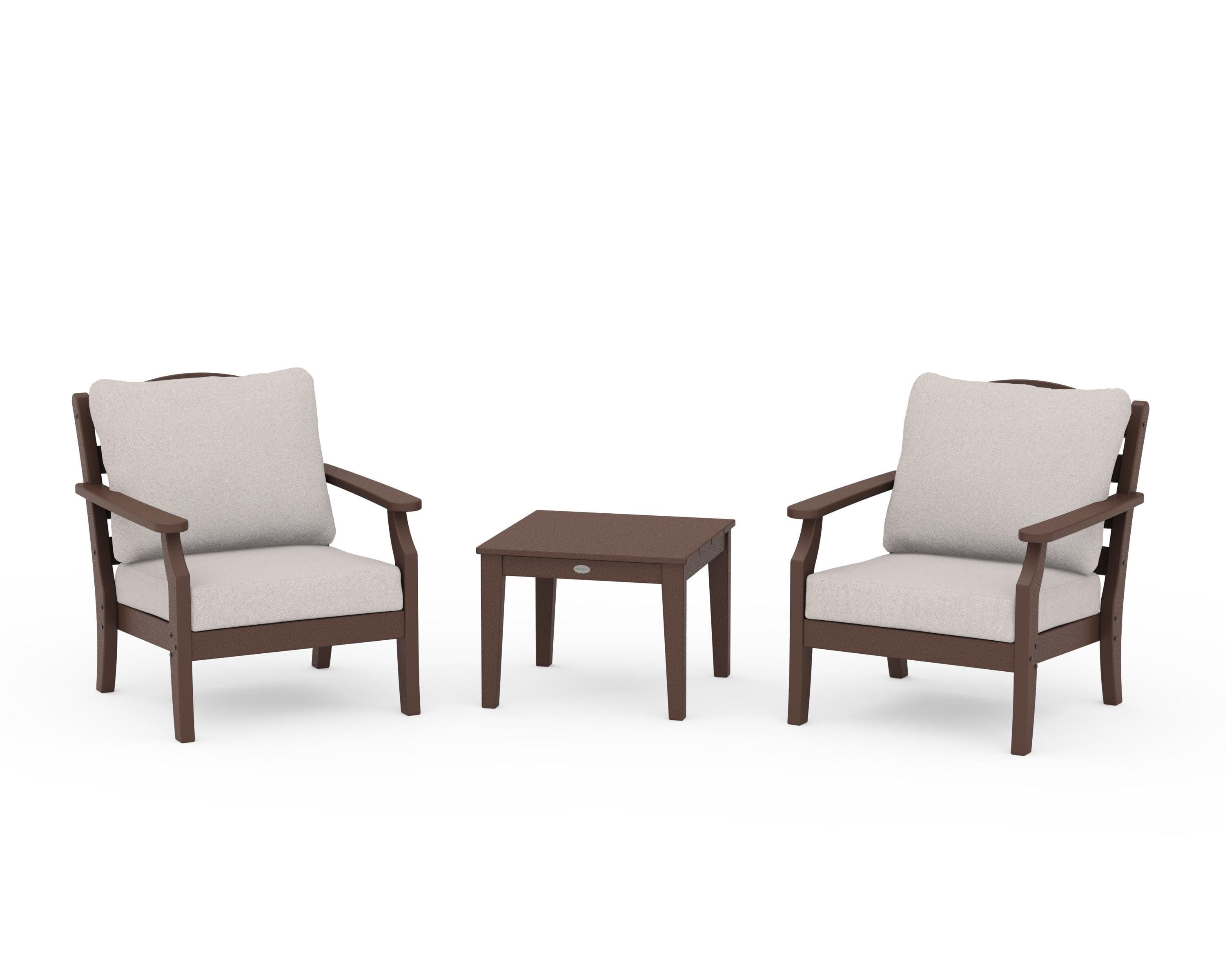 Savannah 3-Piece Deep Seating Set in Mahogany / Dune Burlap