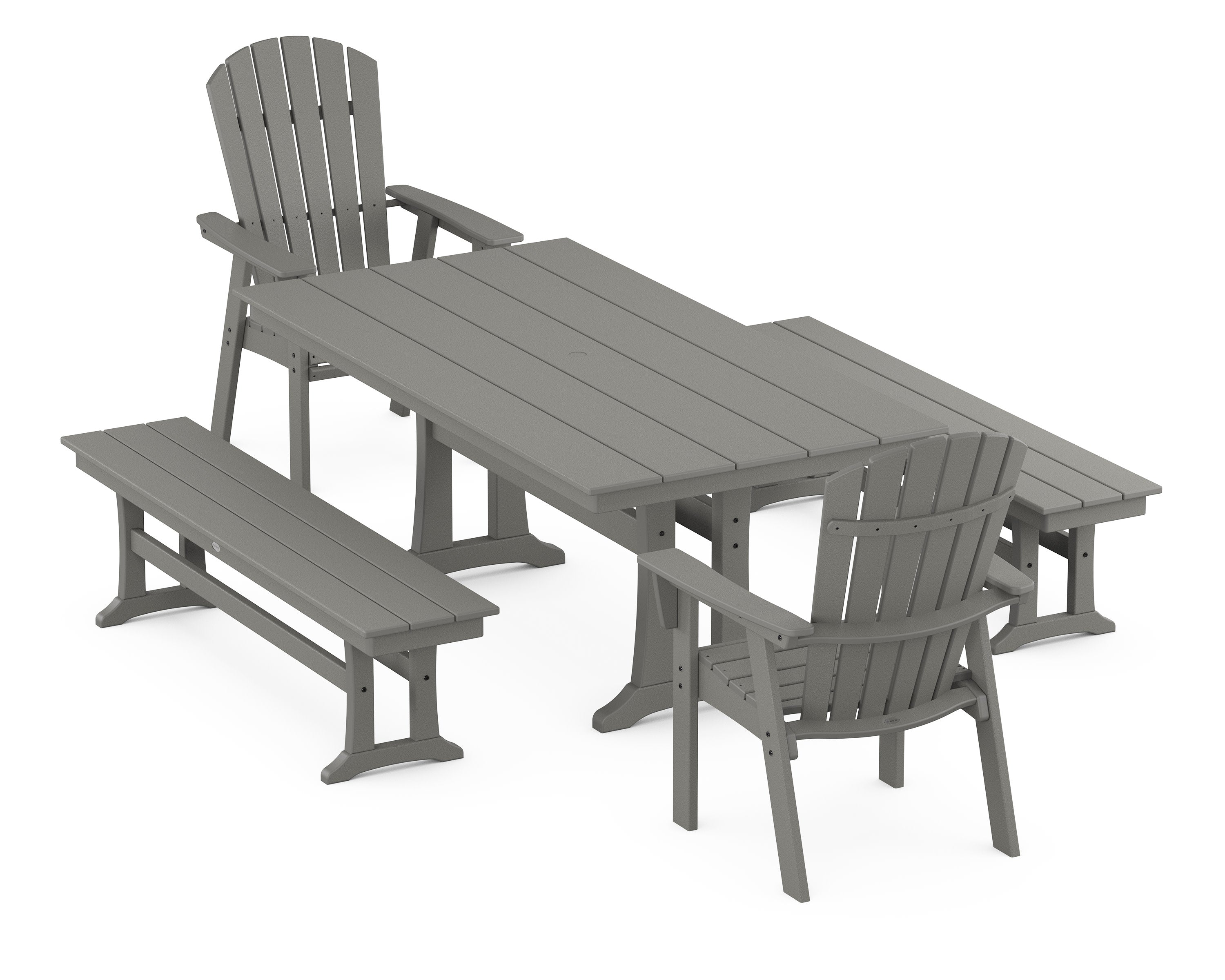 Nautical Adirondack 5-Piece Farmhouse Dining Set With Trestle Legs in Slate Grey