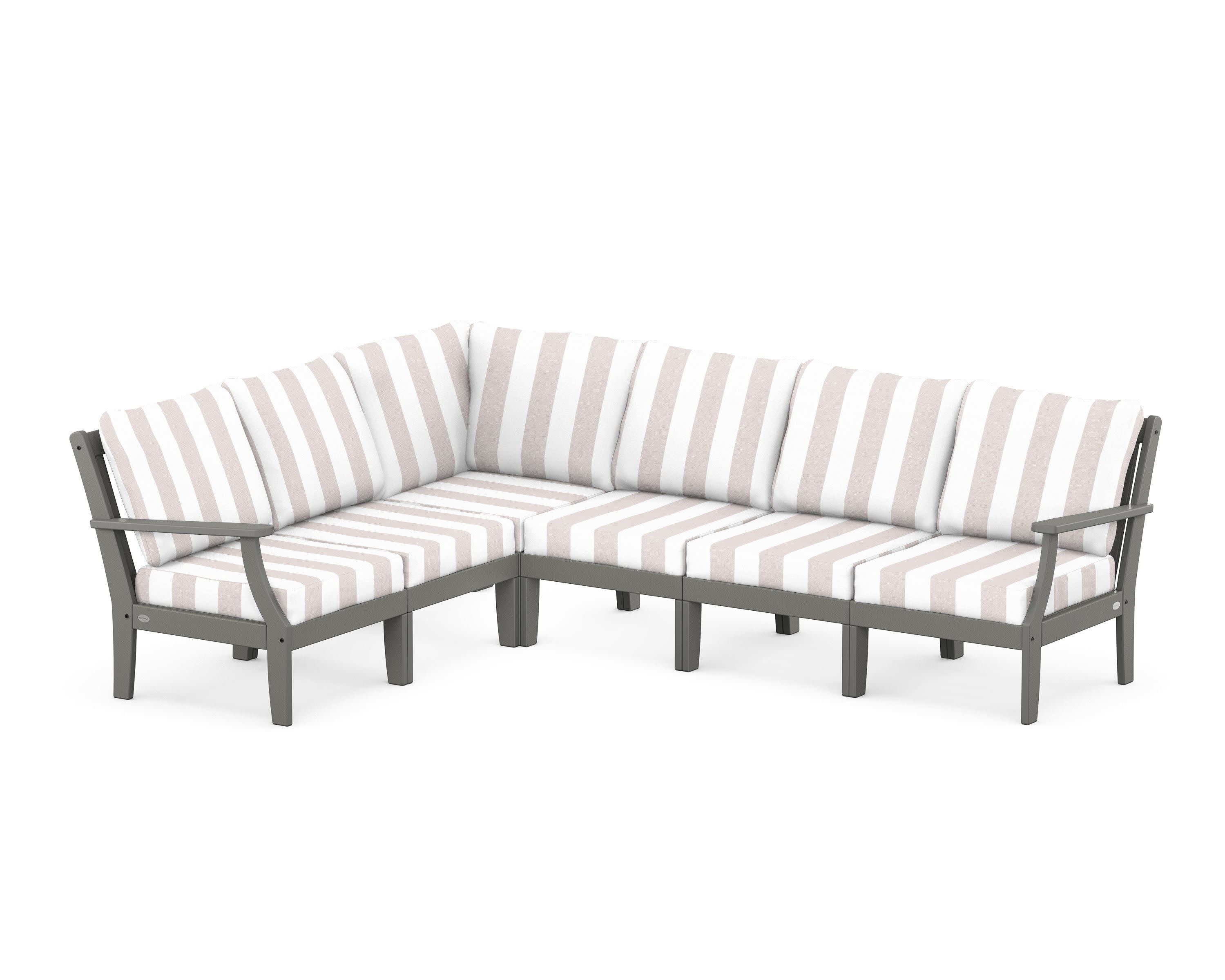 Braxton Modular 6-Piece Deep Seating Set in Slate Grey / Cabana Stripe Dune Burlap