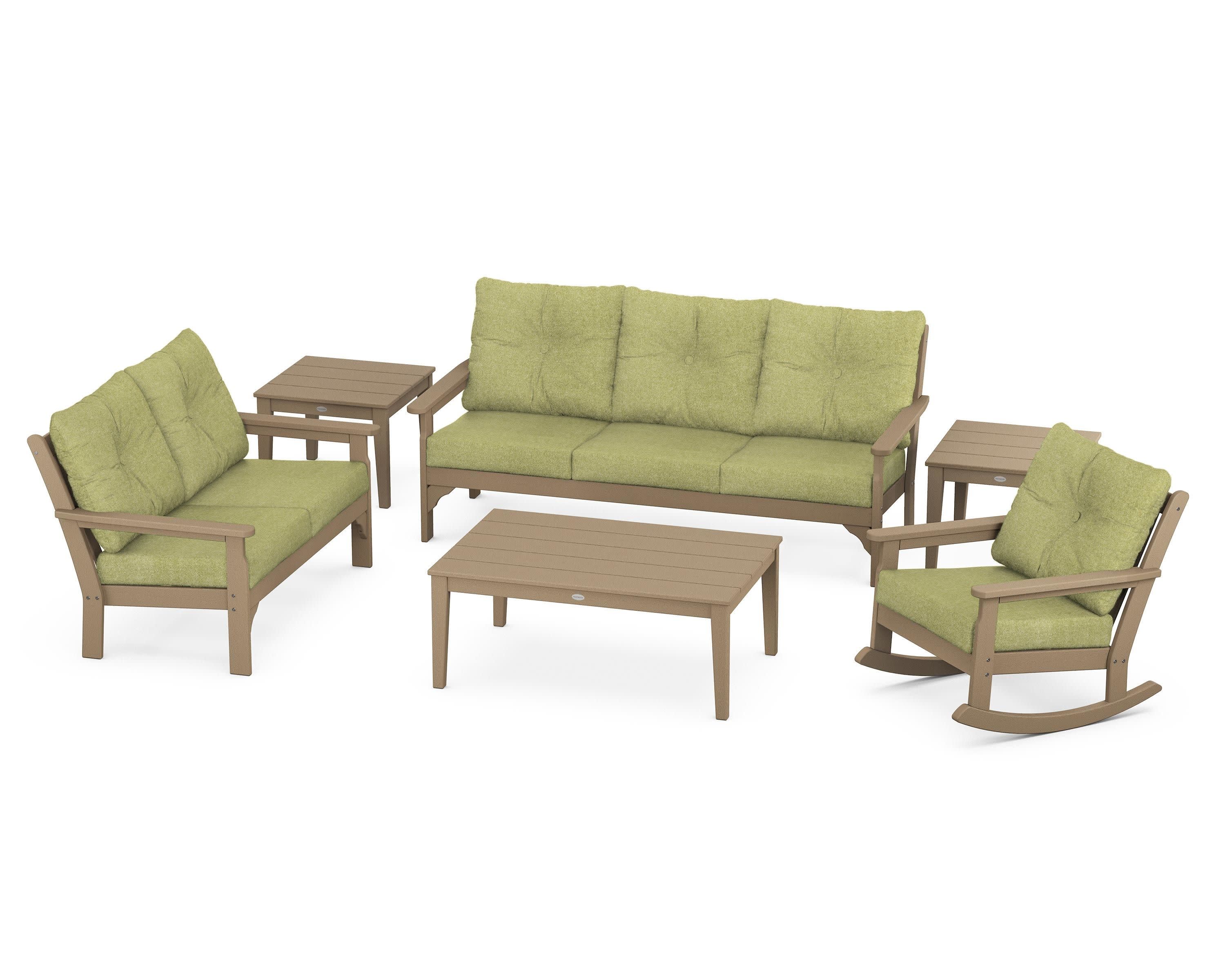 Vineyard 6-Piece Deep Seating Set in Vintage Sahara / Chartreuse Boucle