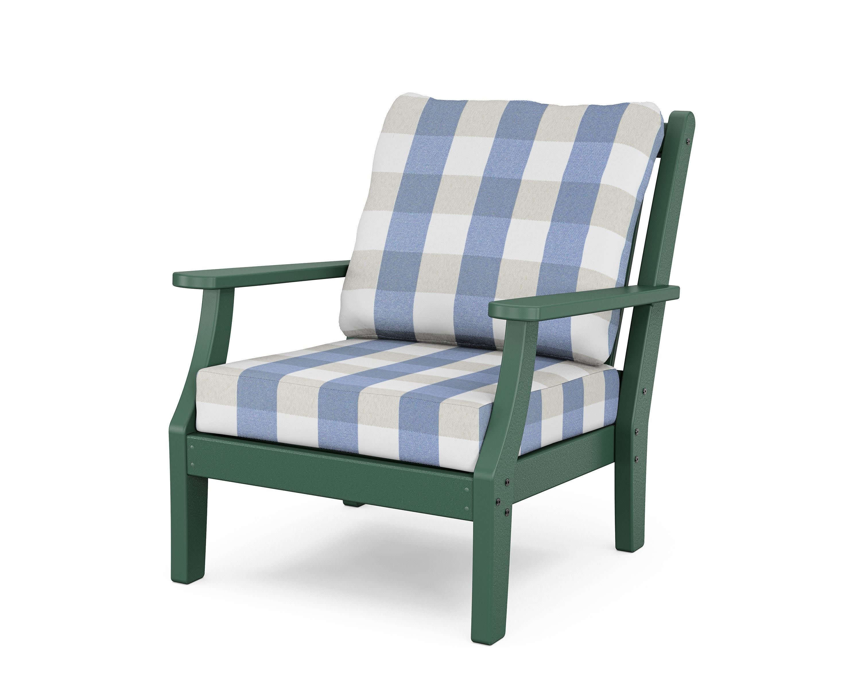 Wovendale Deep Seating Chair in Green / Buffalo Plaid Sky Blue
