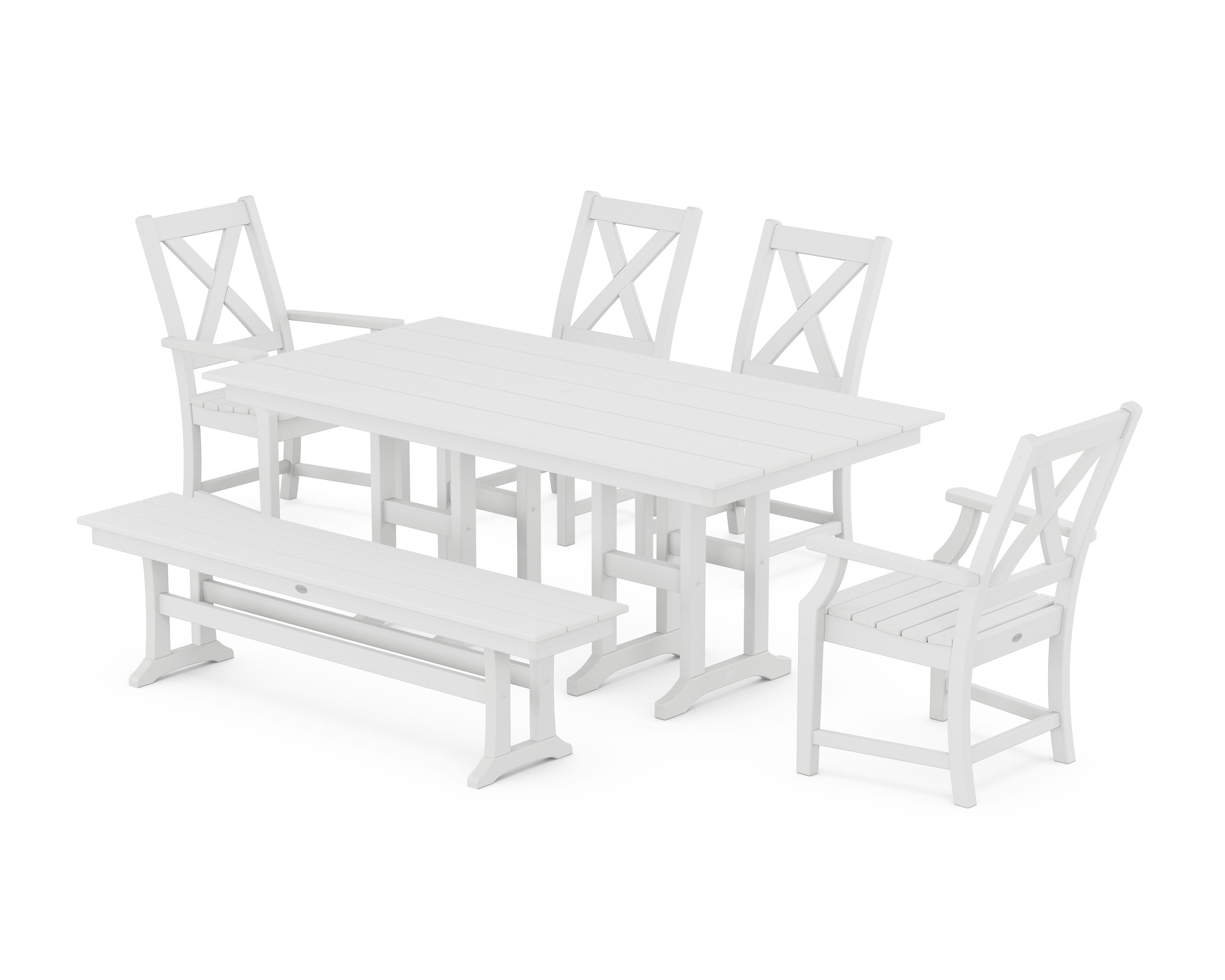 Braxton 6-Piece Farmhouse Dining Set in White