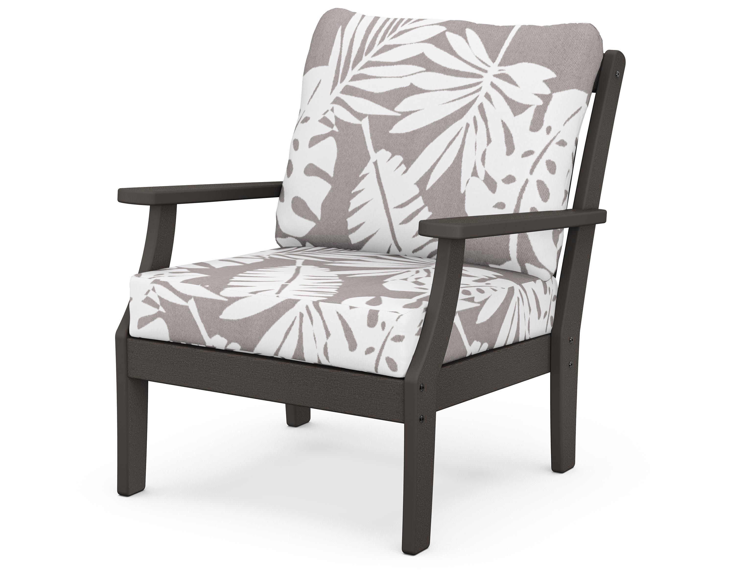 Braxton Deep Seating Chair in Vintage Coffee / Leaf Grey Mist