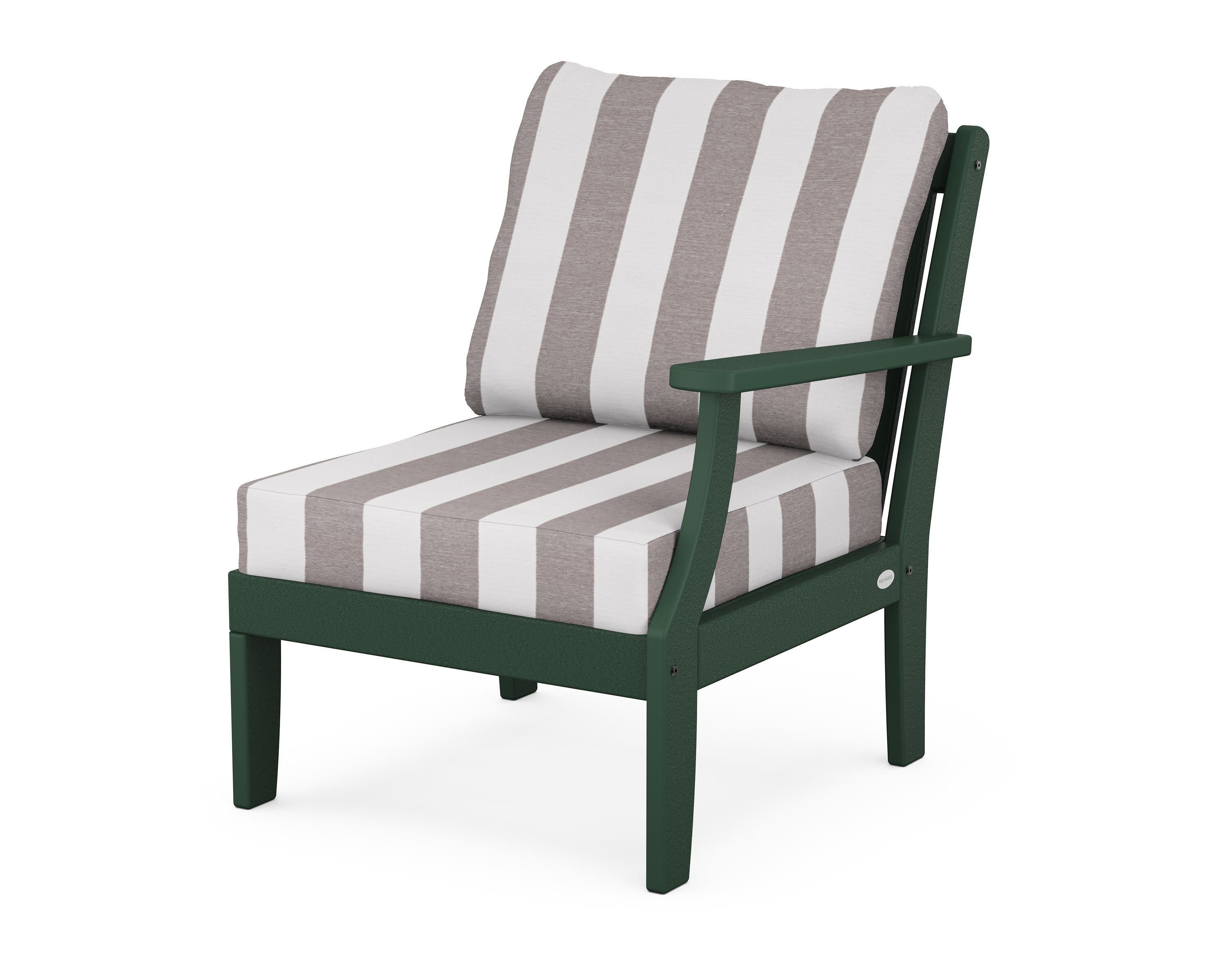 Braxton Modular Right Arm Chair in Green / Cabana Stripe Grey Mist