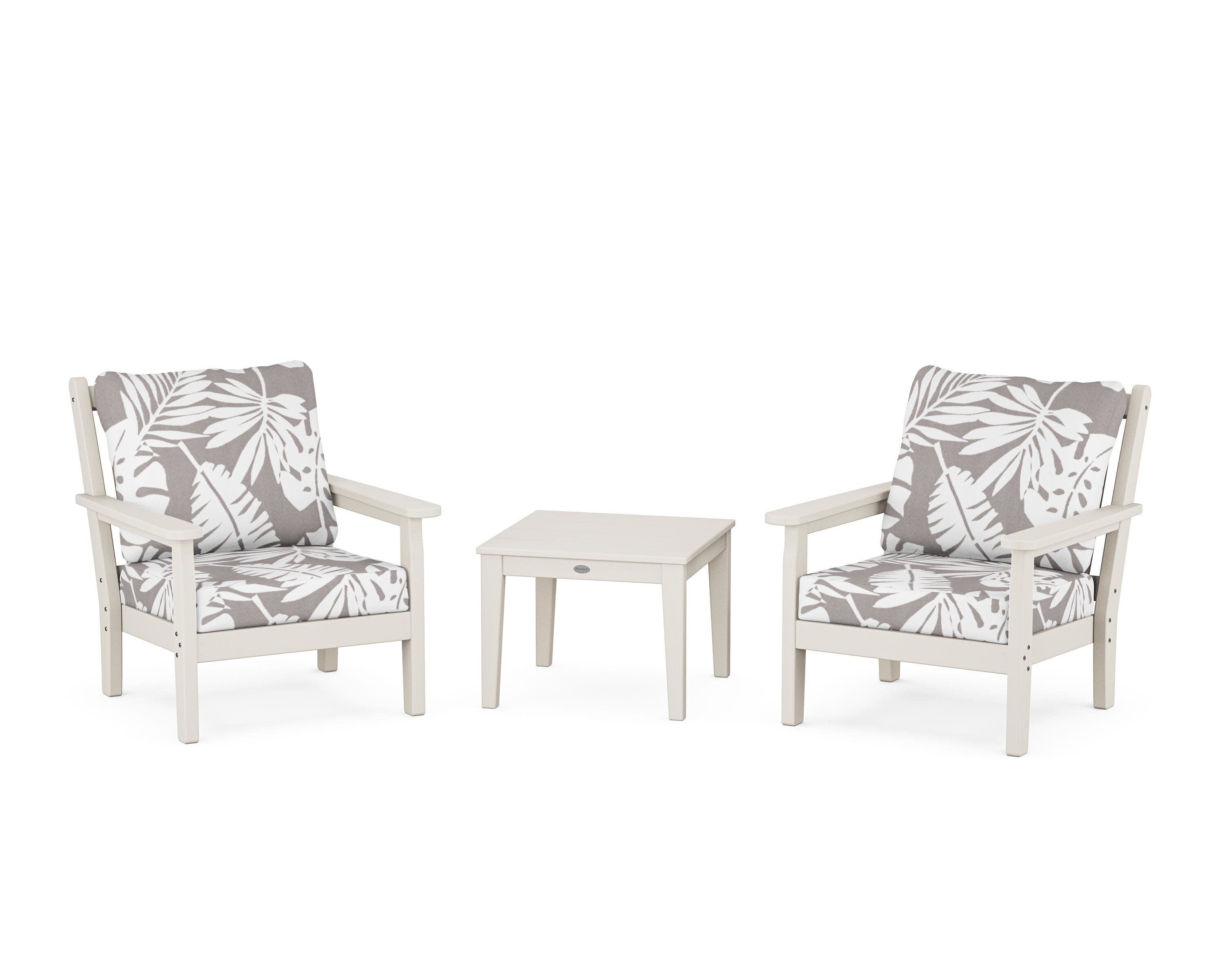 Chippendale 3-Piece Deep Seating Set in Sand / Leaf Grey Mist