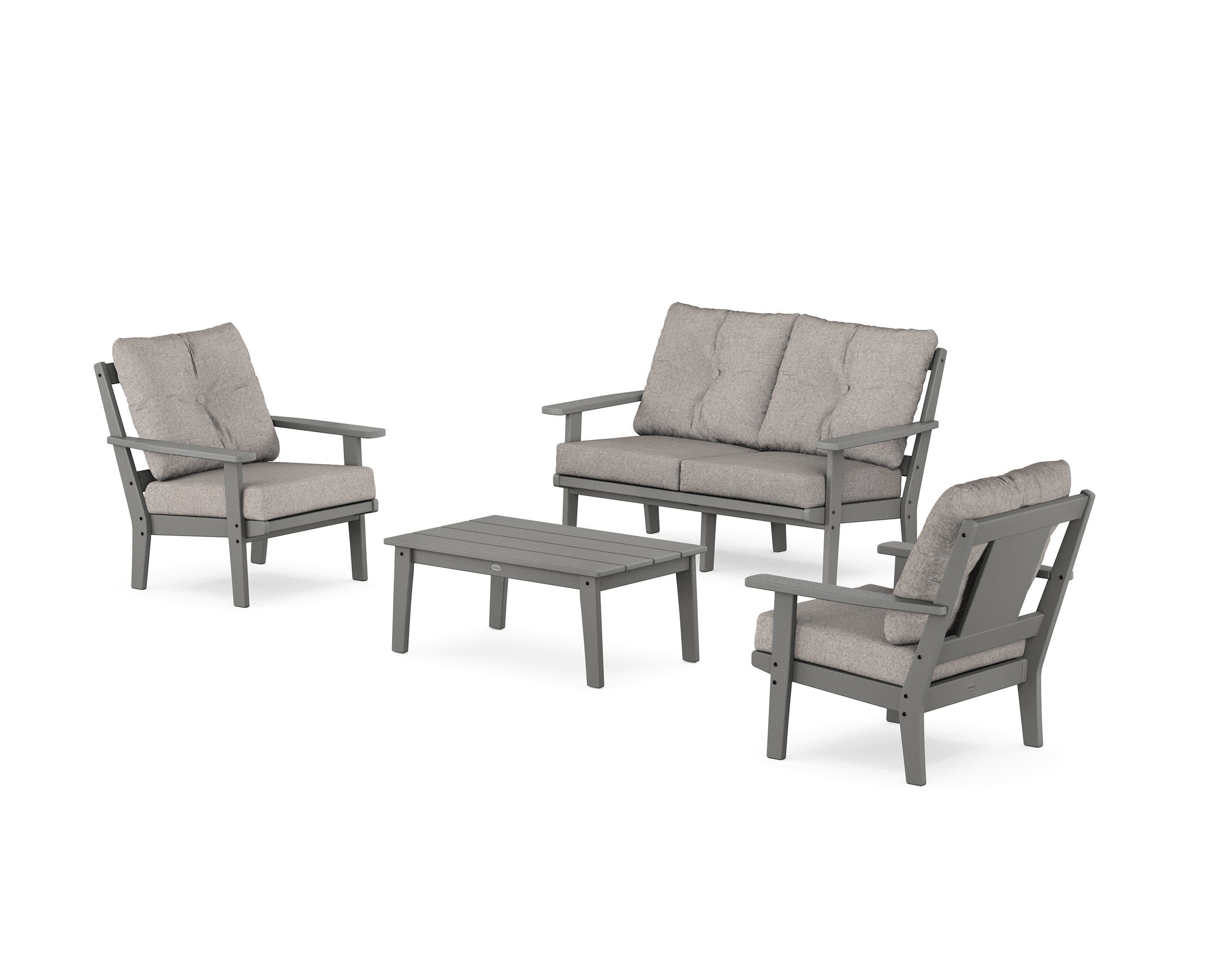 Prairie 4-Piece Deep Seating Set with Loveseat in Slate Grey / Weathered Tweed