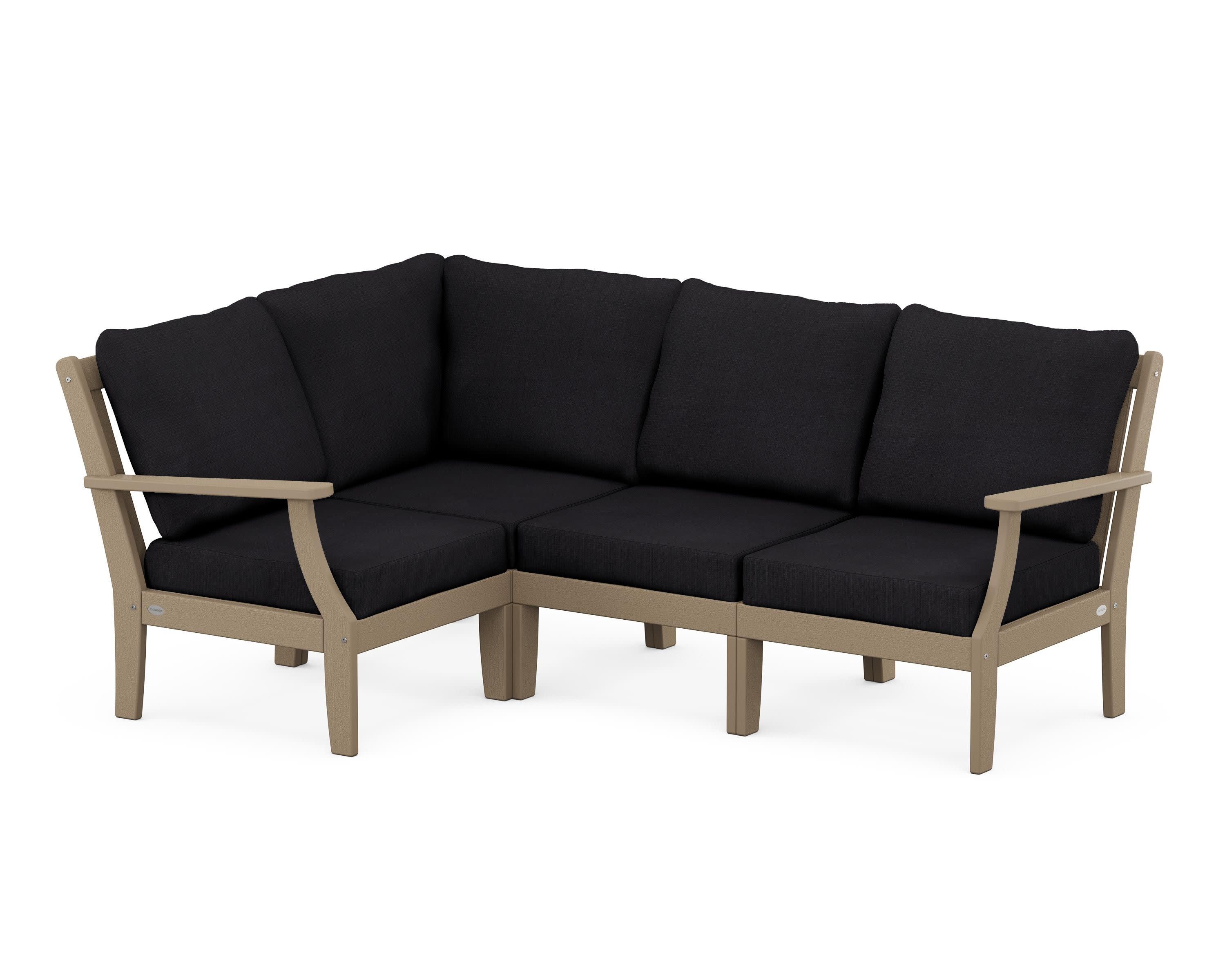 Braxton Modular 4-Piece Deep Seating Set in Vintage Sahara / Midnight Linen