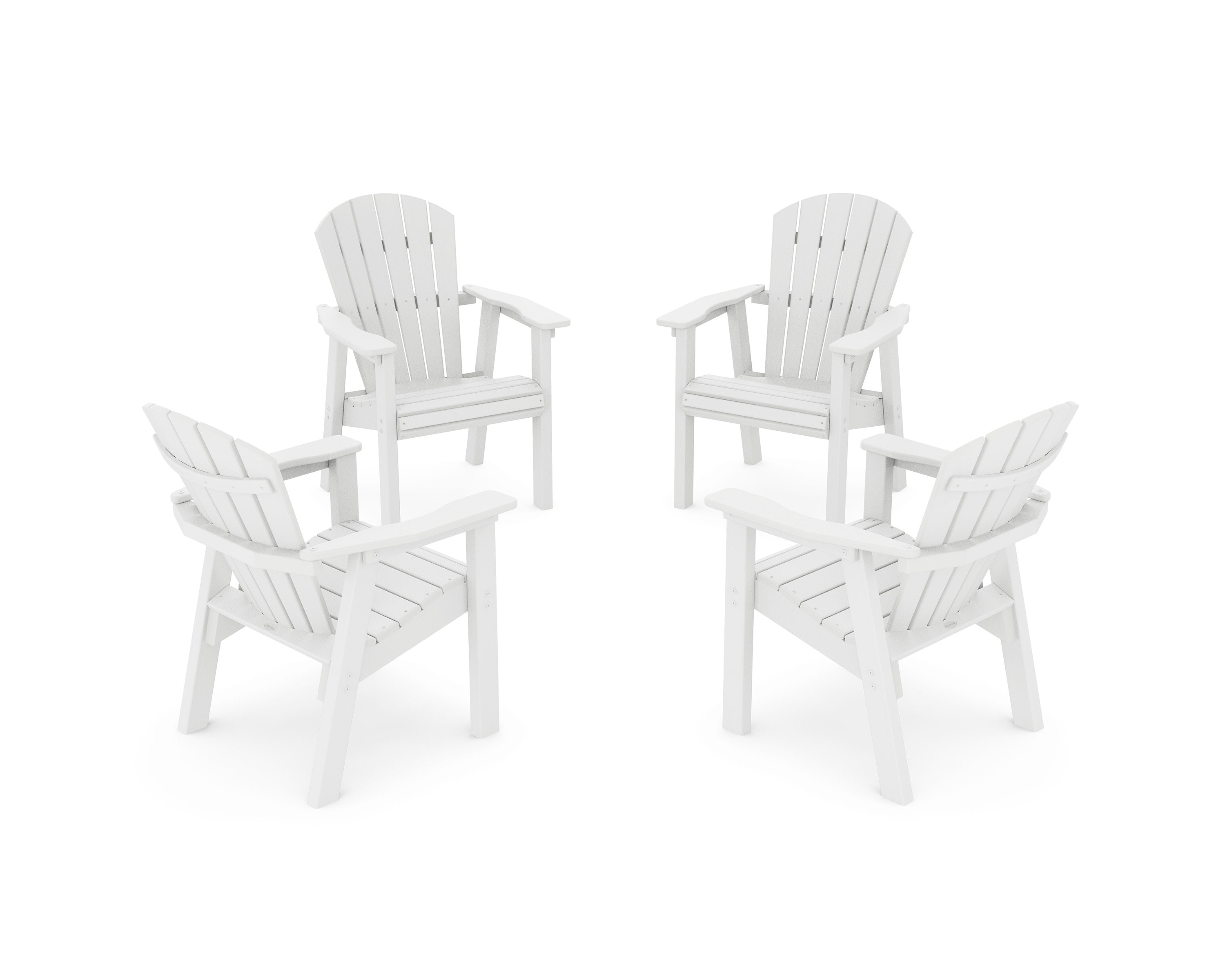 Seashell 4-Piece Upright Adirondack Conversation Set in White