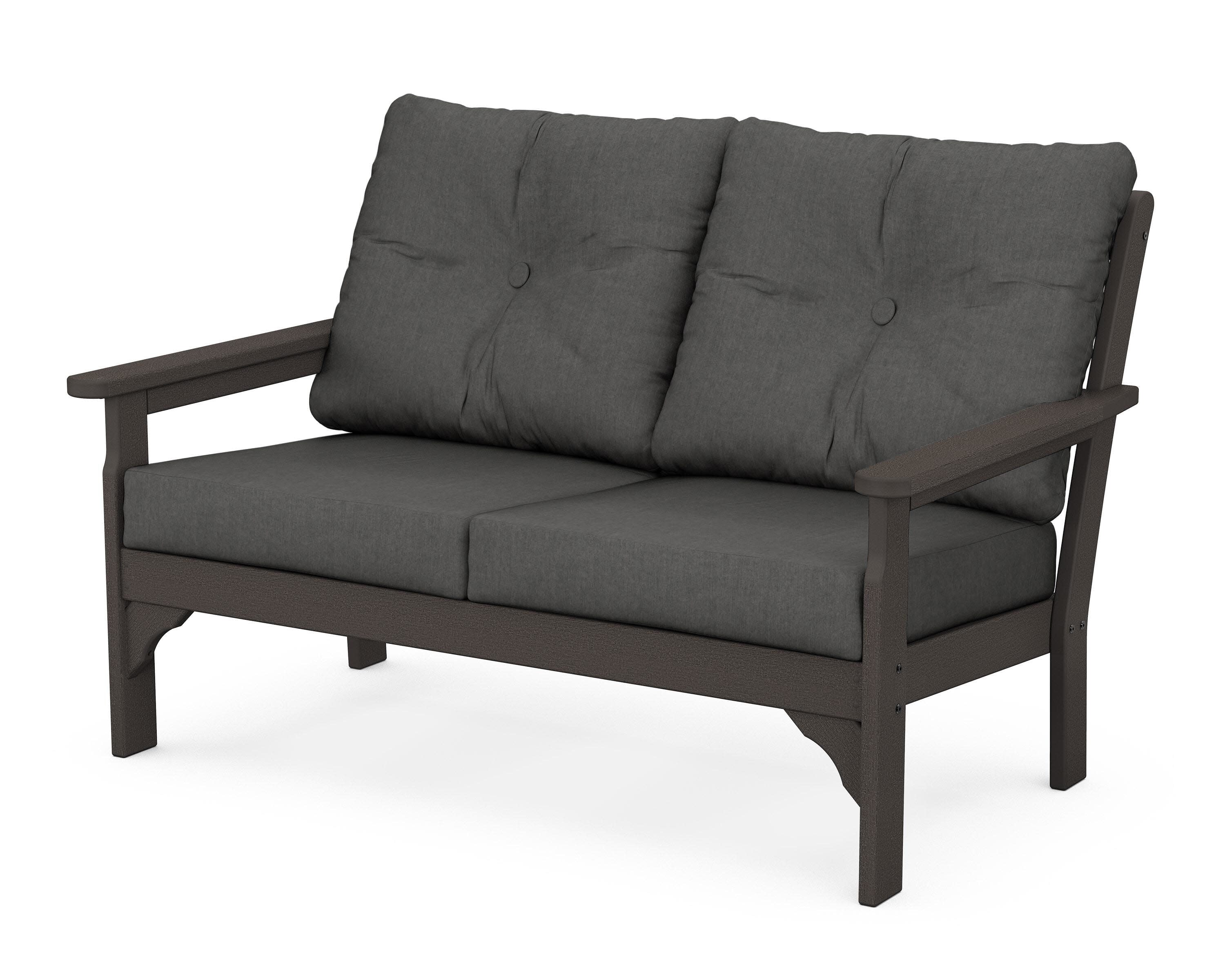 Vineyard Deep Seating Loveseat in Vintage Coffee / Spectrum Carbon