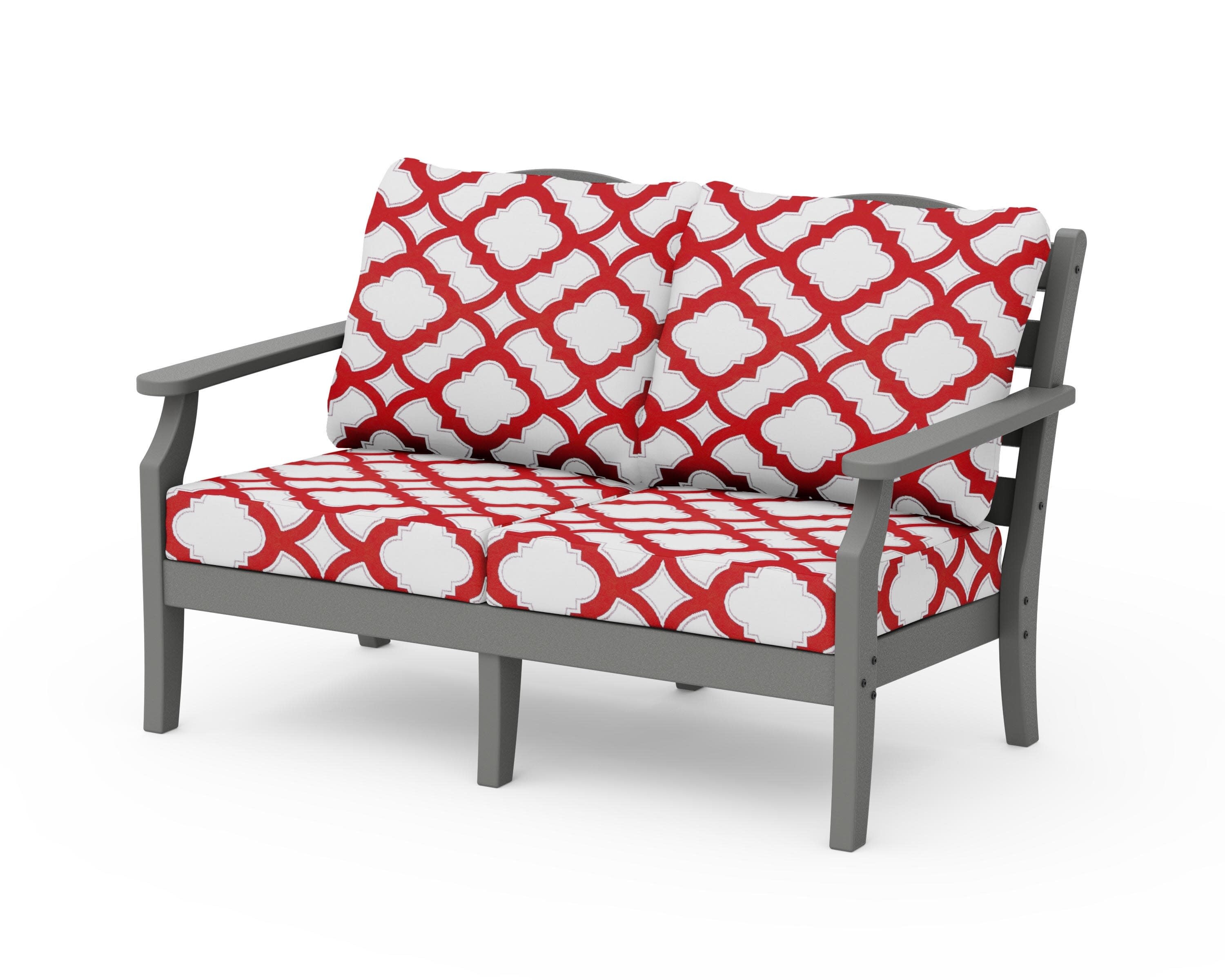Savannah Deep Seating Loveseat in Slate Grey / Trellis Crimson