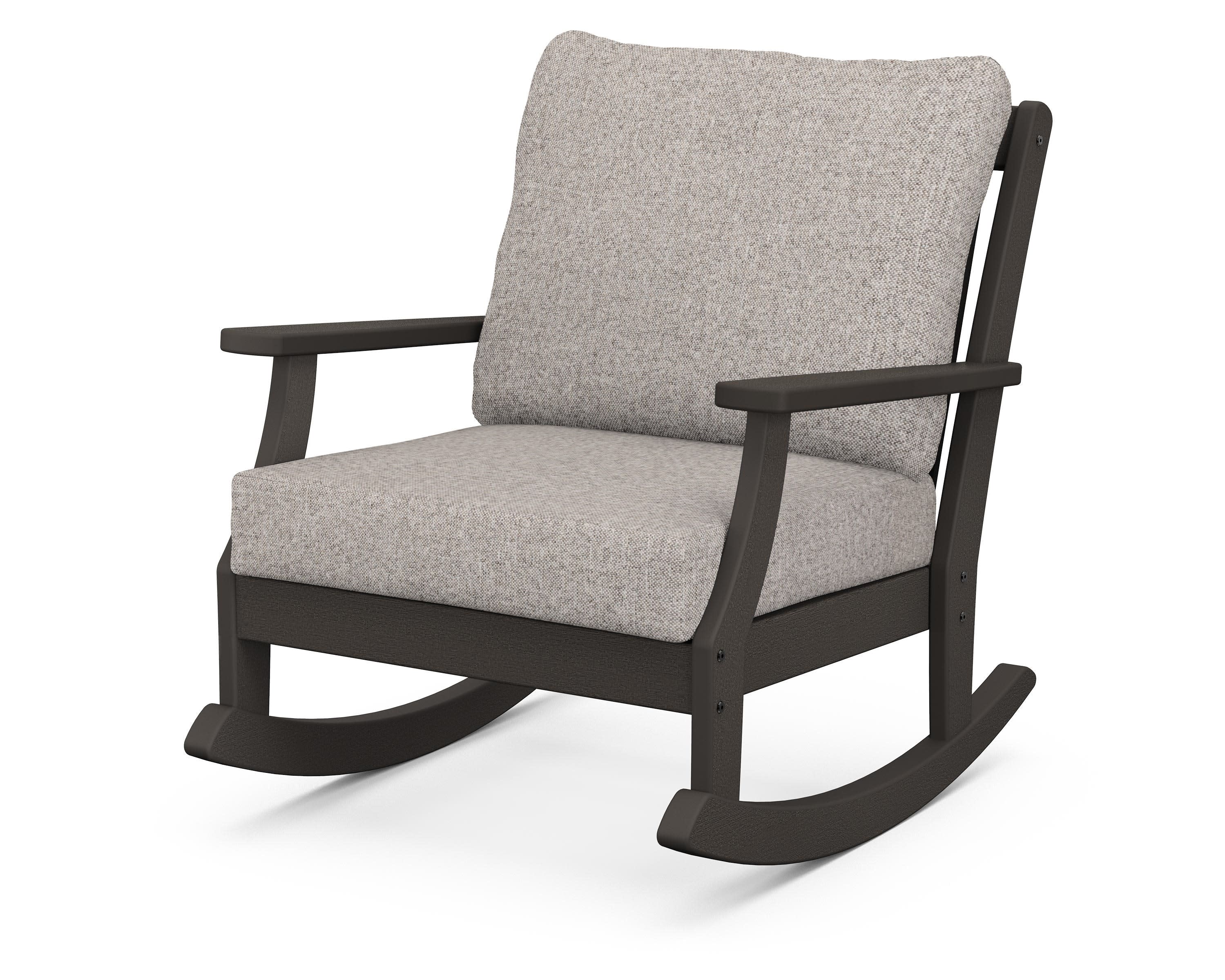 Braxton Deep Seating Rocking Chair in Vintage Coffee / Weathered Tweed