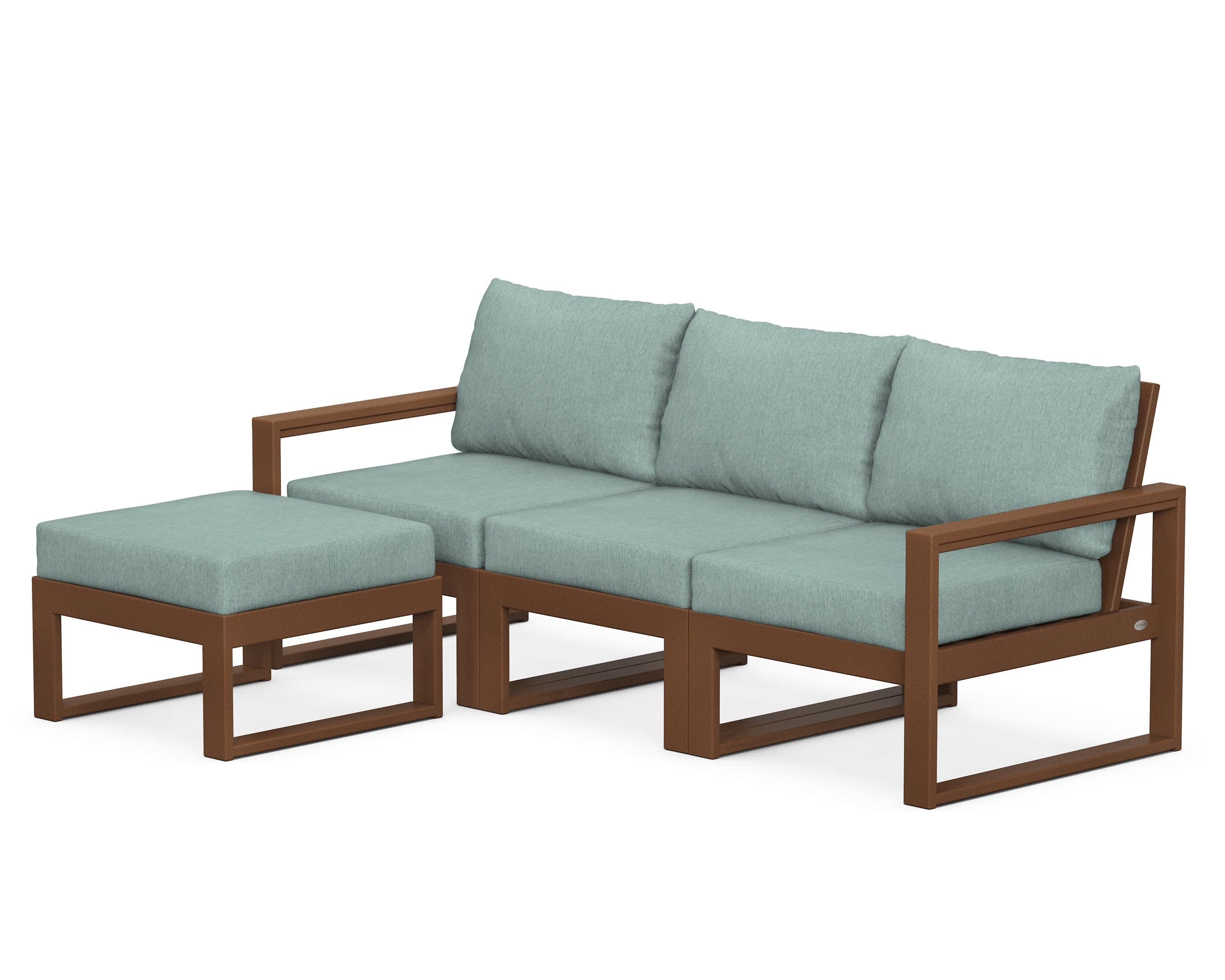 EDGE 4-Piece Modular Deep Seating Set with Ottoman in Teak / Glacier Spa