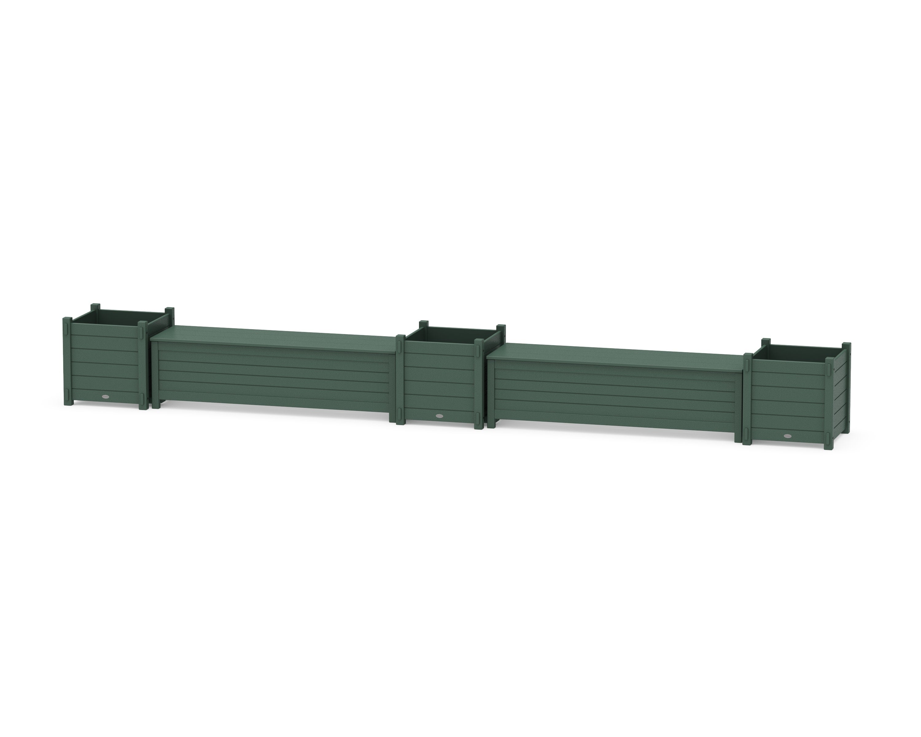 60" Nautical Straight Double Planter Storage Bench Set- Large in Green