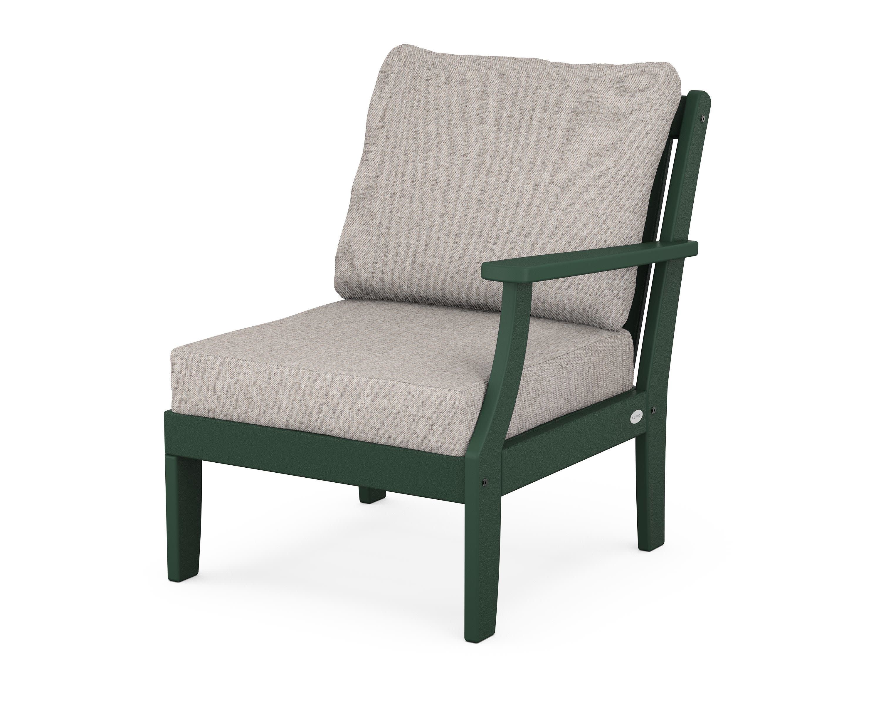 Braxton Modular Right Arm Chair in Green / Weathered Tweed