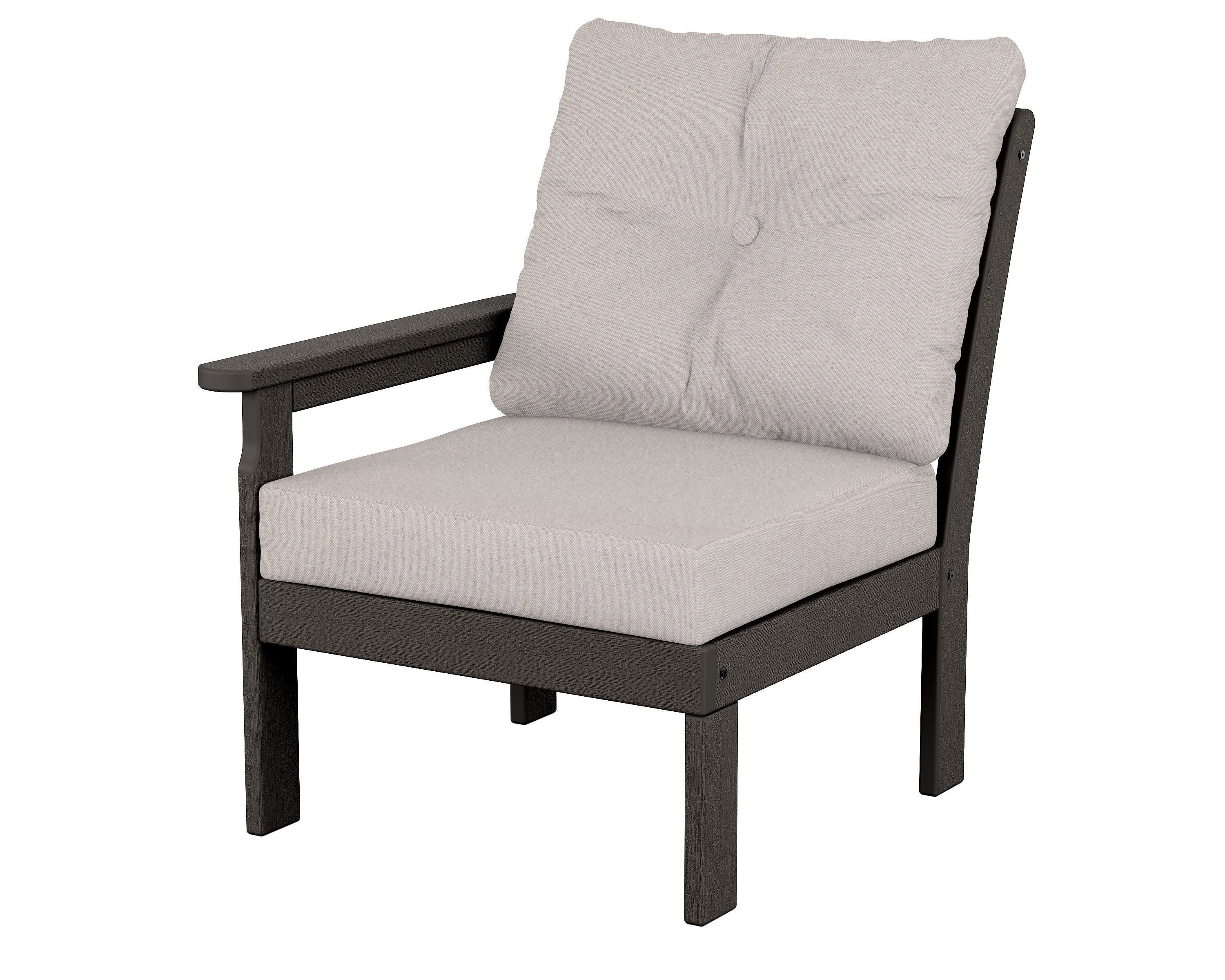 Vineyard Modular Left Arm Chair in Vintage Coffee / Dune Burlap