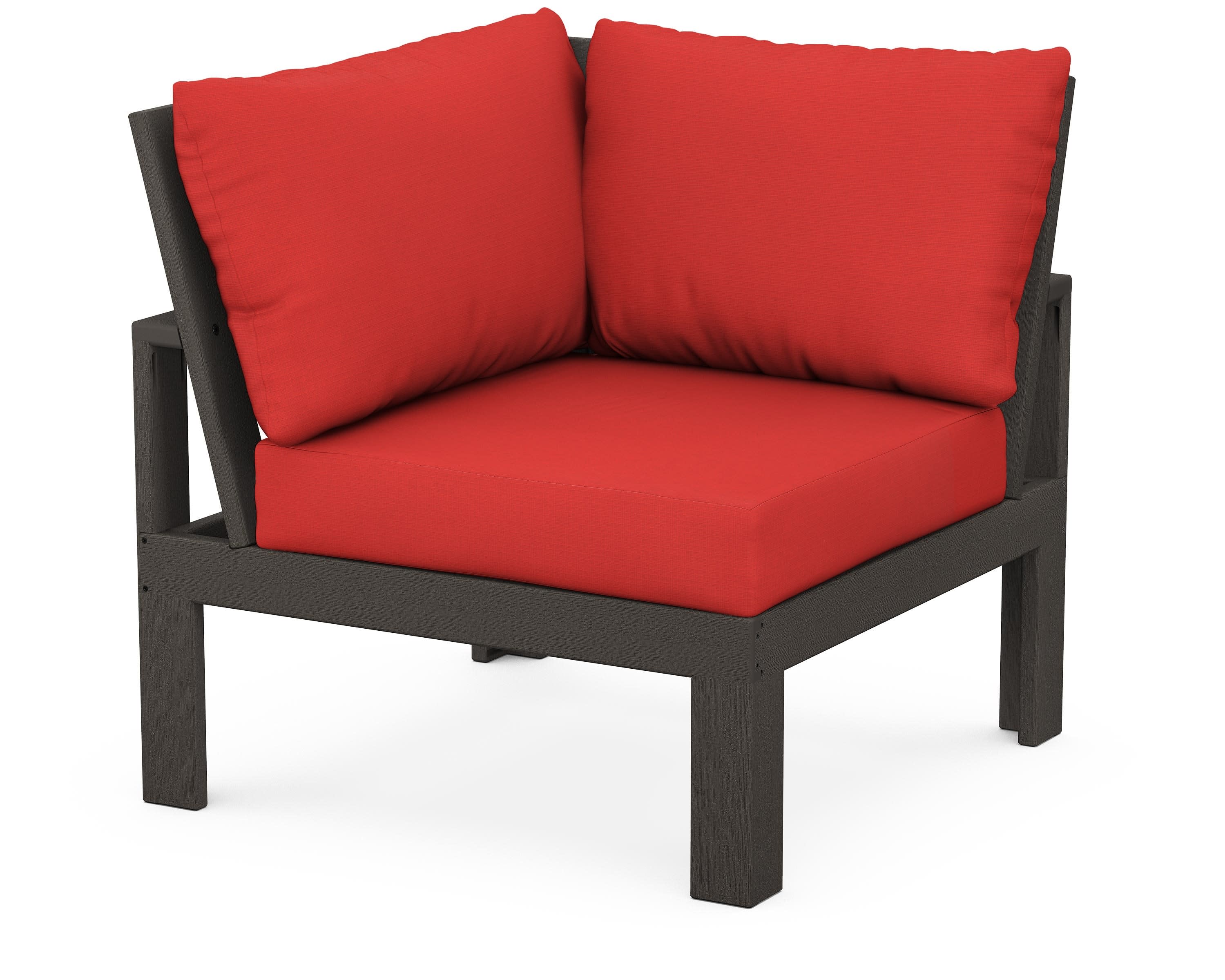 Modular Corner Chair in Vintage Coffee / Crimson Linen