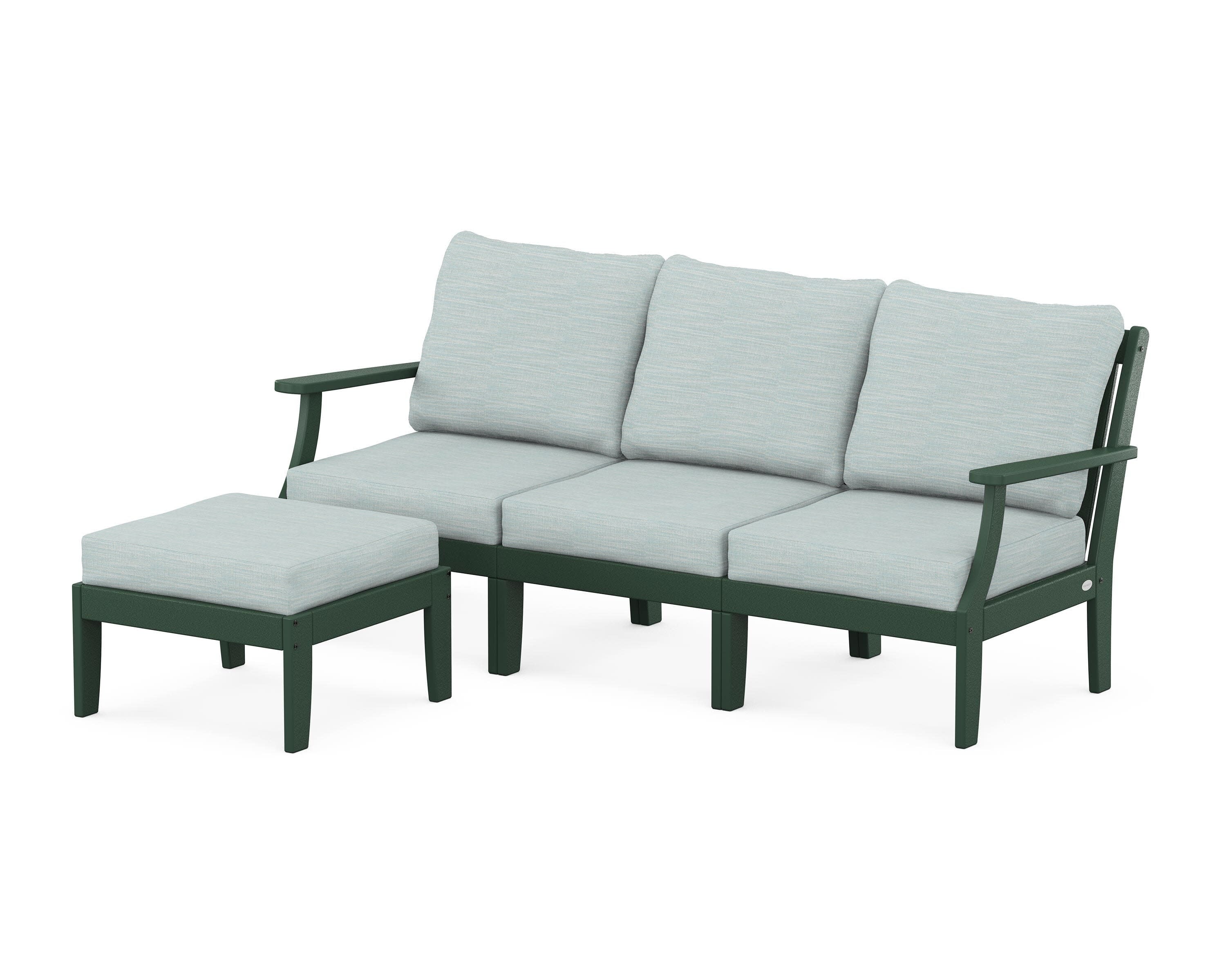 Braxton Modular 4-Piece Deep Seating Set with Ottoman in Green / Soothe Mist