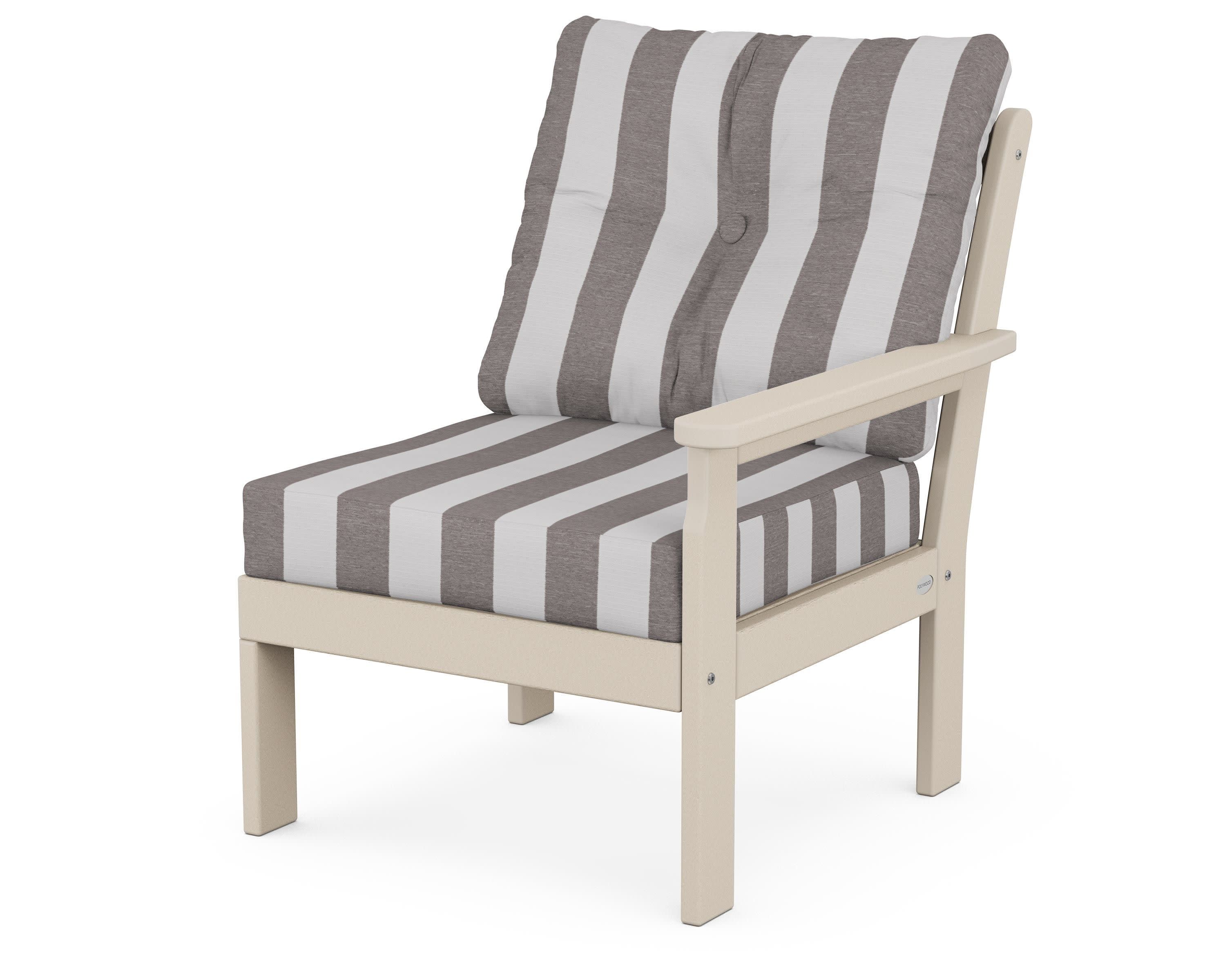 Vineyard Modular Right Arm Chair in Sand / Cabana Stripe Grey Mist